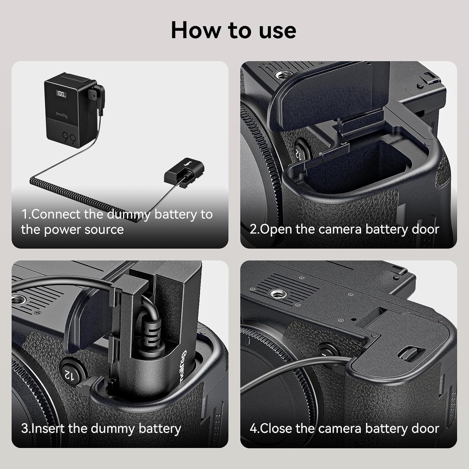 SMALLRIG D-TAP to LP-E6NH Dummy Battery, LP-E6NH Spiral Power Cable for Canon R5, R6, R7, R, R5C, 5D II/III/IV, 6D, 6D II, 7D, 7D II, 60D, 70D, 80D, 90D, XC10, XC15, 5DS, 5DSR Cameras - 4252 image number 4