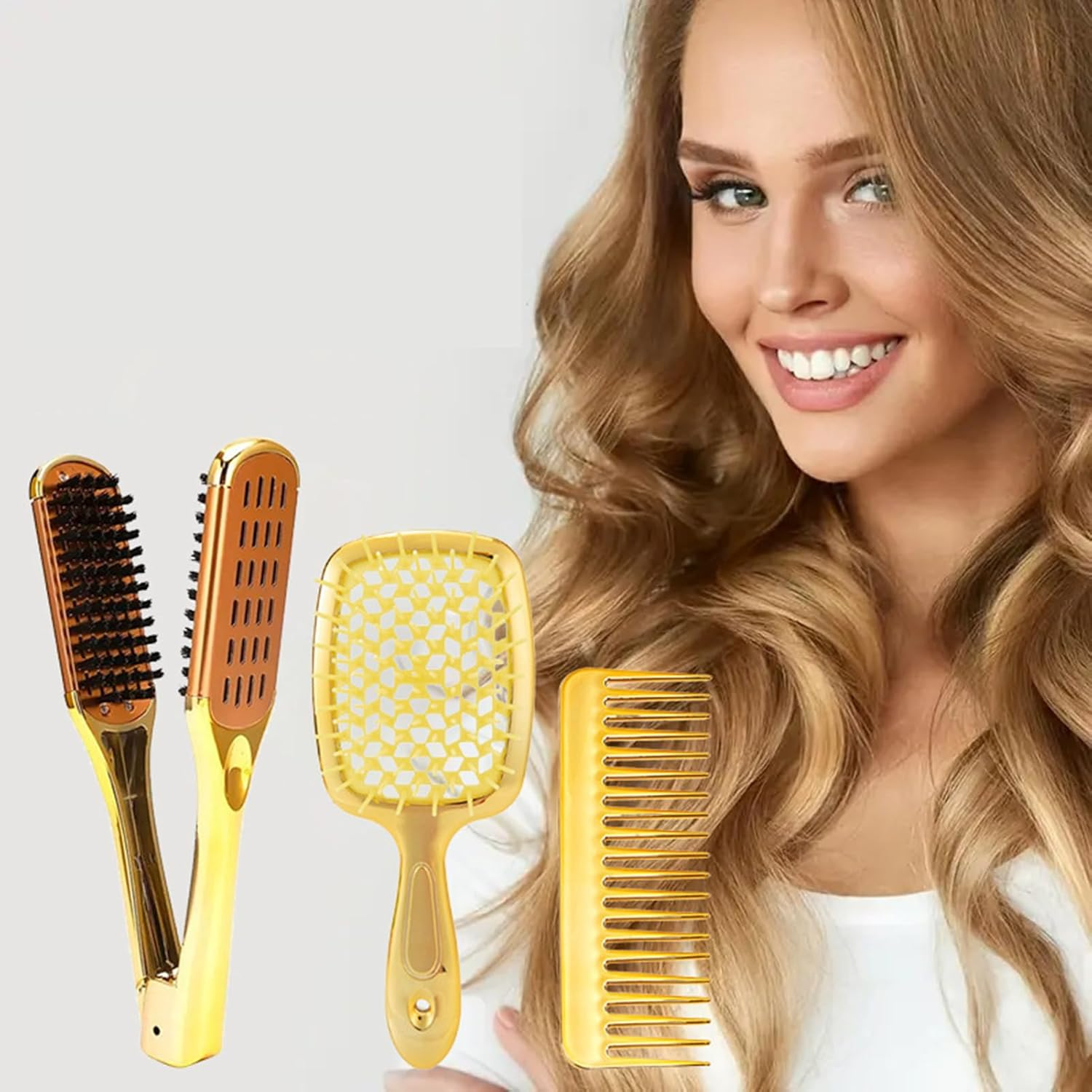 DAWCBVJQ Hair Comb Set | Double Sided Styling Comb Set | Beauty Makeup Straightening Brush Stylist Tool for Wet Dry Use image number 4