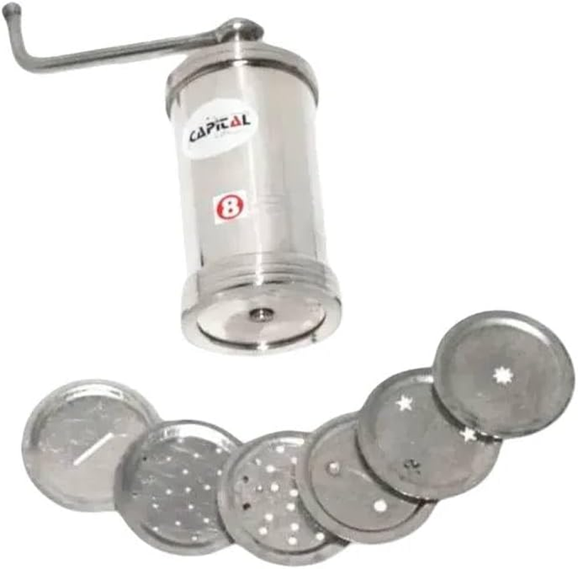 Stainless Steel Sev Sancha, Snack/Murukku/Noodle Maker with with Multiple Discs 6 Net image number 6
