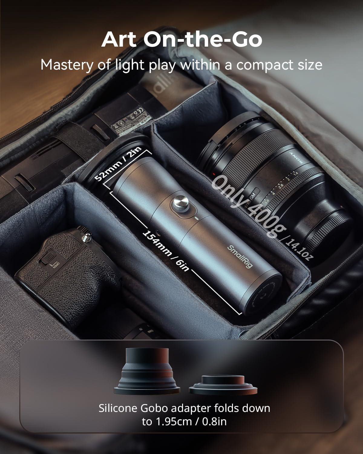 SMALLRIG RGB LED Photography Flashlight, 7500Mah Aluminum Alloy Patterned Ambient Light, 4 Color Fill Light with 20 Patterned Light Filters, Perfect for Photo, Content Creation Accessorie RF10C 4634 image number 3