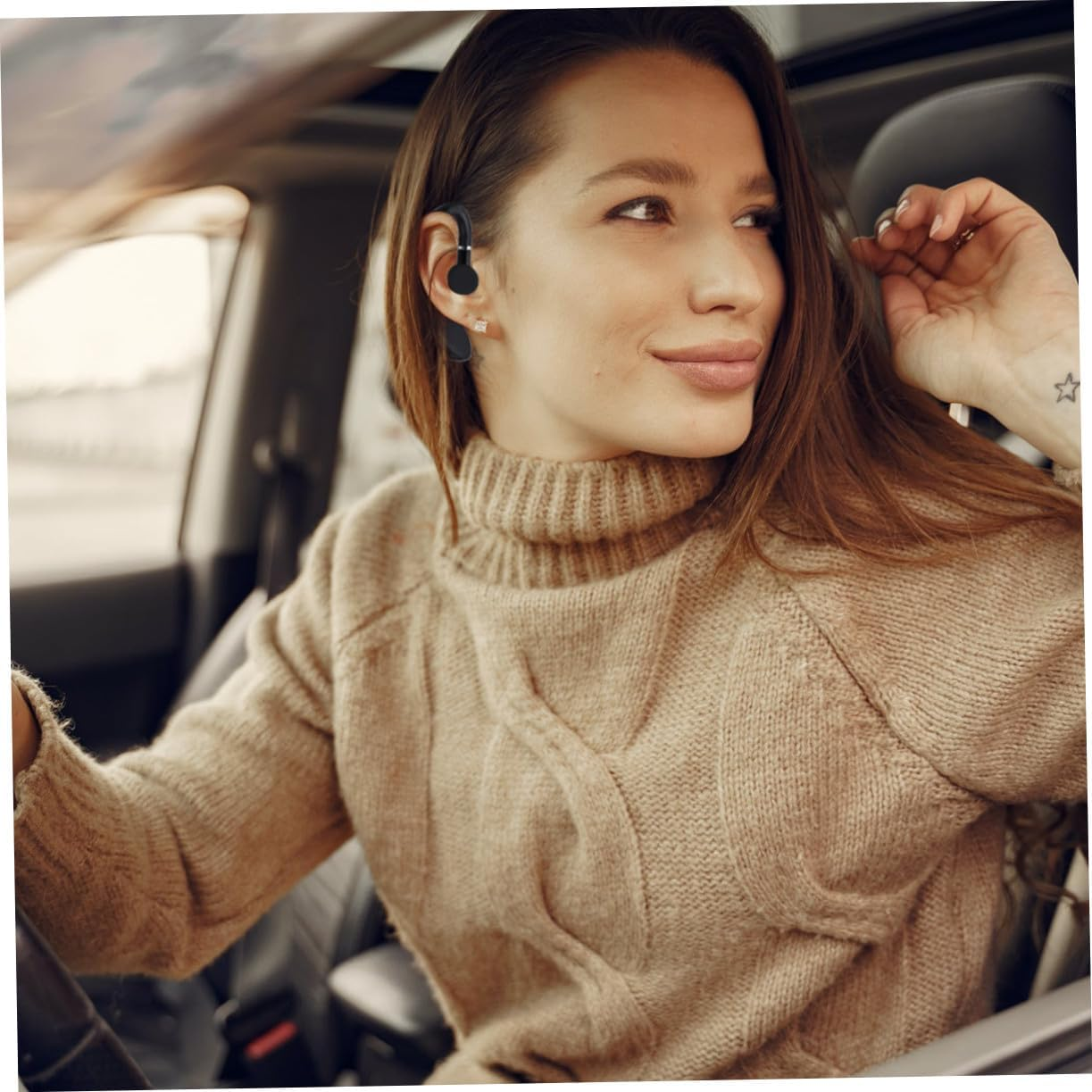 MOLUCKFU Long Battery Life Wireless Earphone Over-Ear Driving Earpiece Lightweight for Running Workout Compatible with Devices Black image number 4