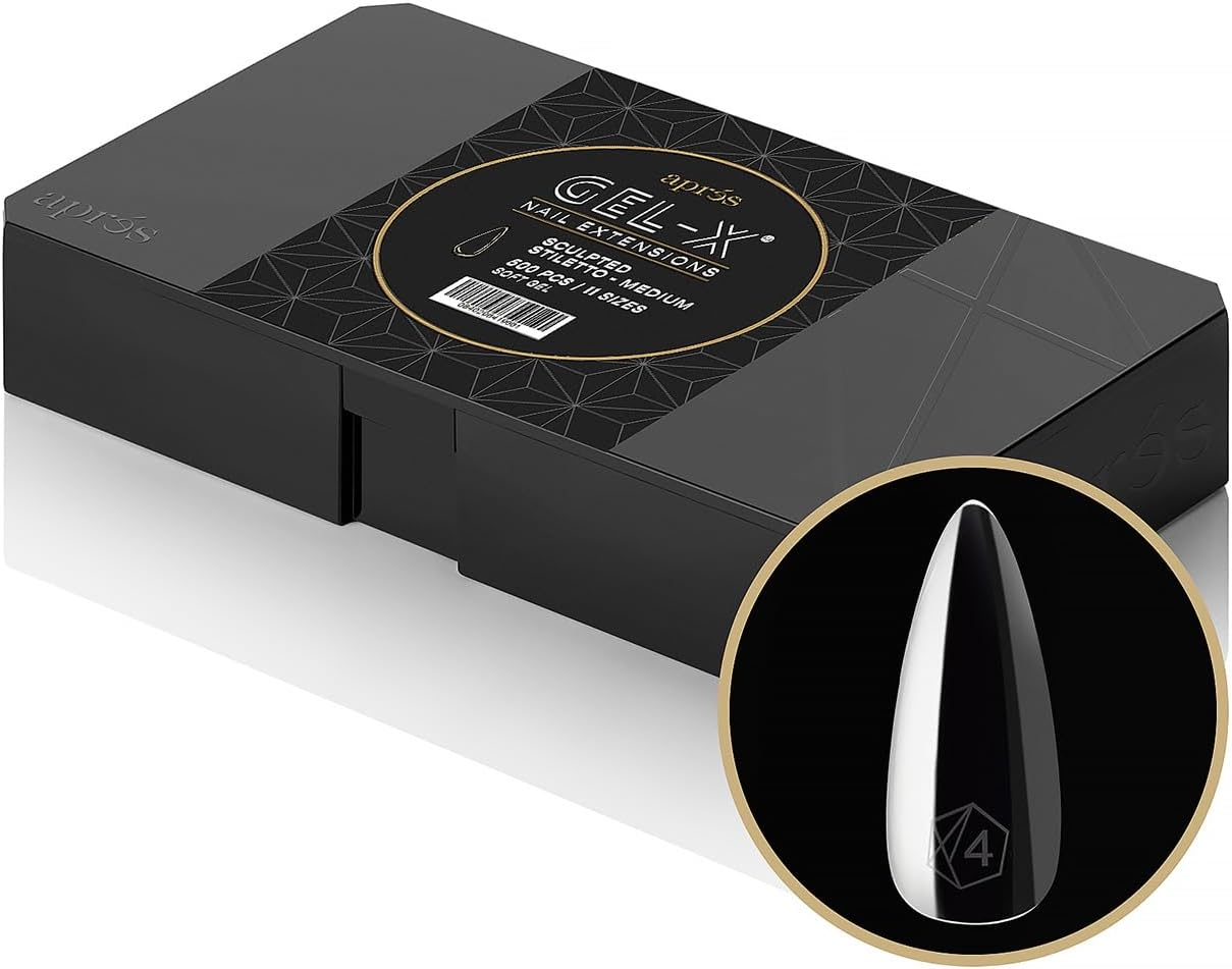 APR&Eacute;S Apres Gel-X Sculpted Stiletto Medium Tip Box | 500Pc Gel-X Tips, 11 Sizes 00-9, Premium Quality