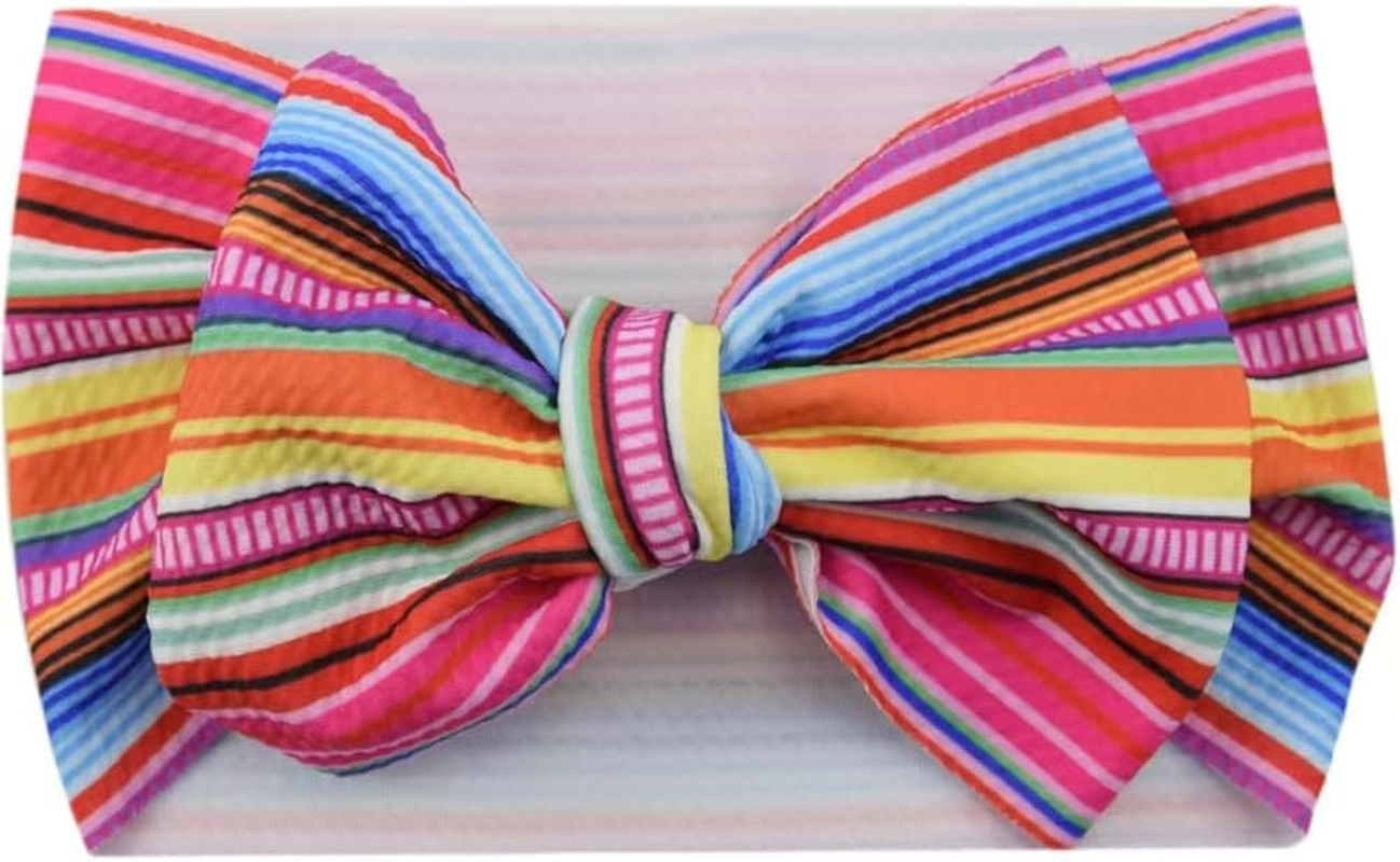 Baby Rainbow Stripe Headband Turban Bows for Baby Girls Rainbow Hair Band Bowknot Hair Accessory
