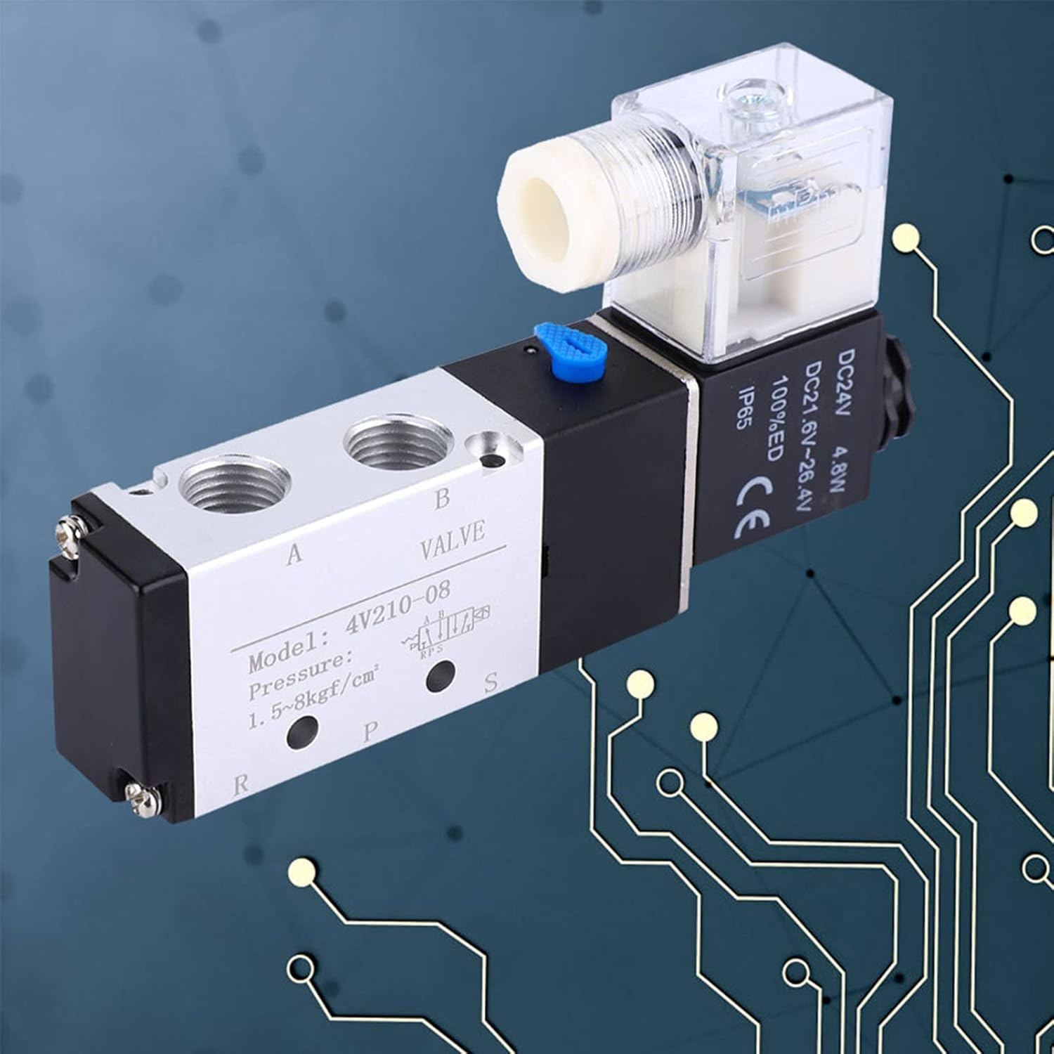 4V210-08 Solenoid Air Valve 2 Position 5 5 Port Pneumatic Control Valve for Industrial Use (DC24V)