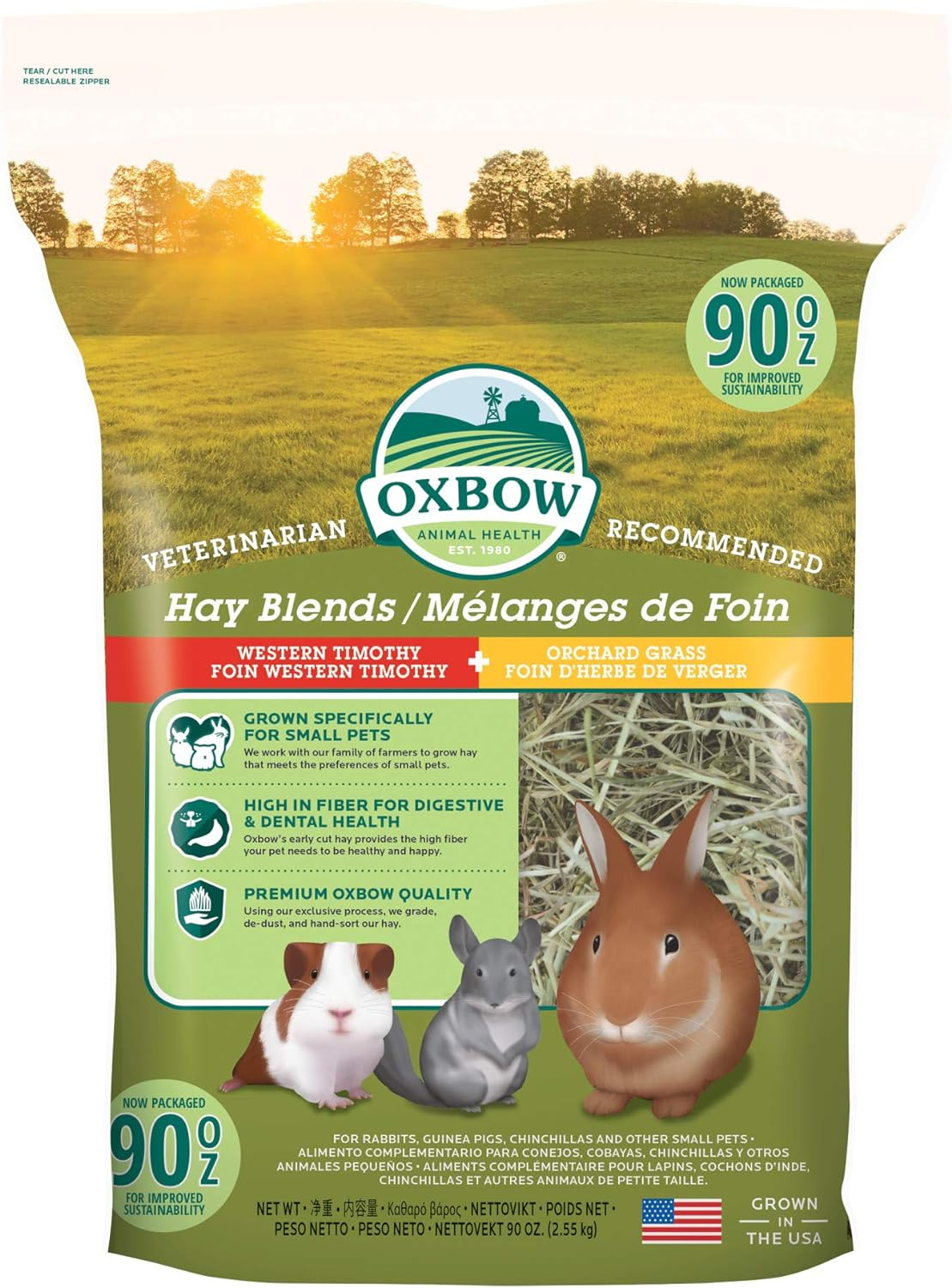 Oxbow Animal Health Hay Blends, Western Timothy & Orchard, Guinea Pig Hay, Small Pet Bunny Supplies, All Natural Grass for Guinea Pig & Rabbit, Oxbow Rabbit Supplies for Bunnies, 2.55Kg image number 4