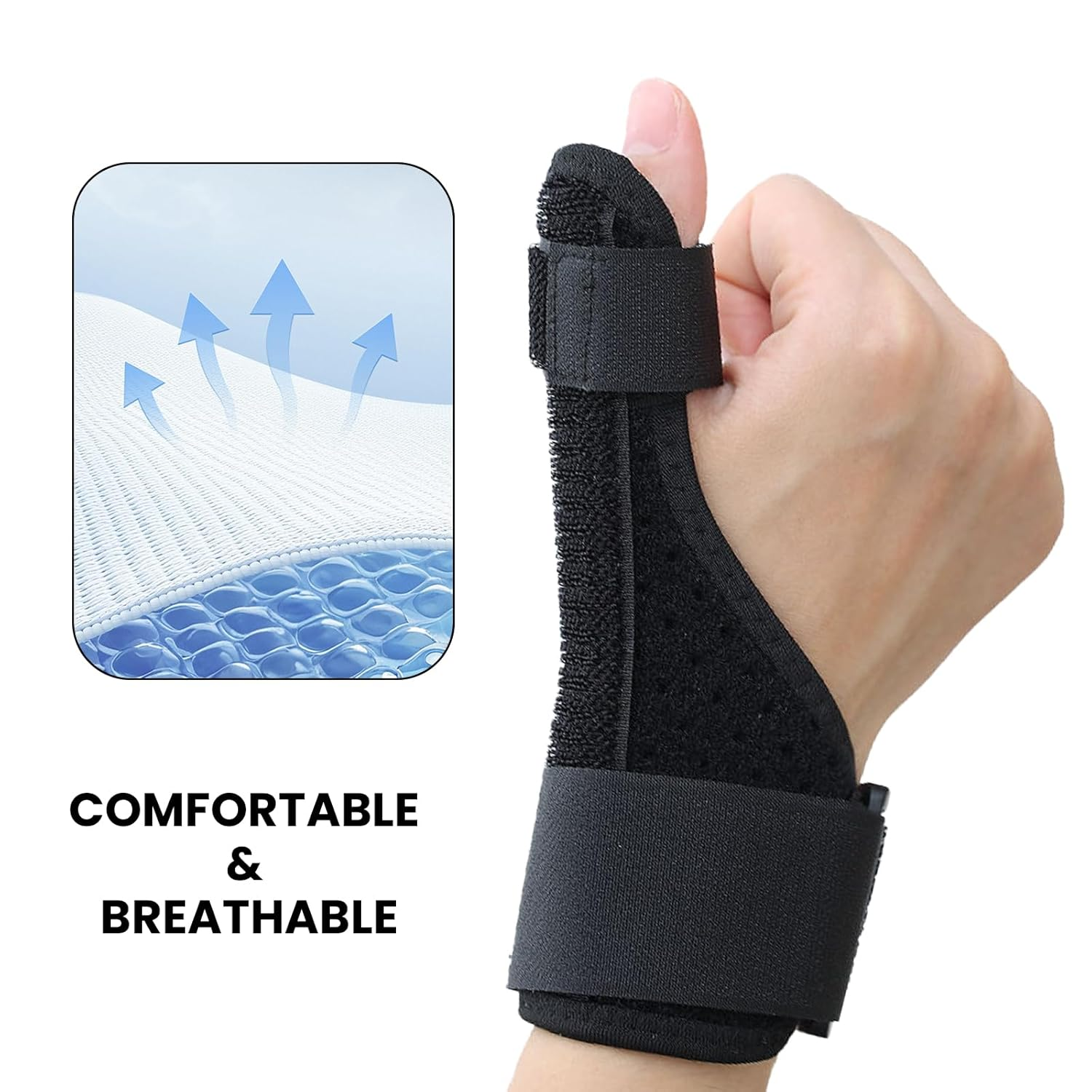 Thumb Brace for Arthritis Sprains - Reversible Thumb Brace with Soft Lining, Breathable Metal Splints for 24-Hour Carpal Tunnel Support Adjustable (Gray) image number 3