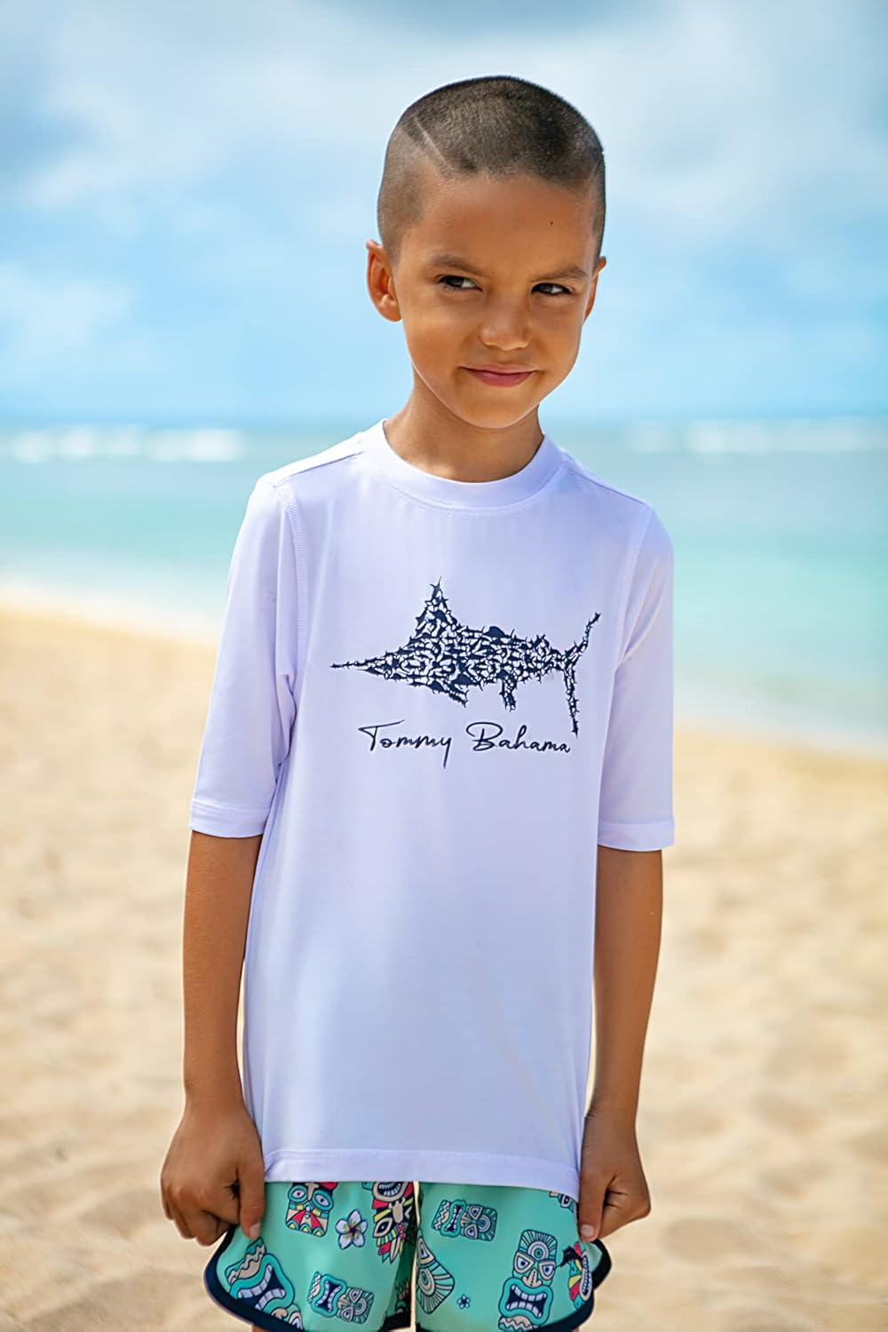 Tommy Bahama 2-Piece Swimsuit Set, Rash Guard & Swim Trunks 2-Pack Bundle Set for Boys and Toddlers image number 2