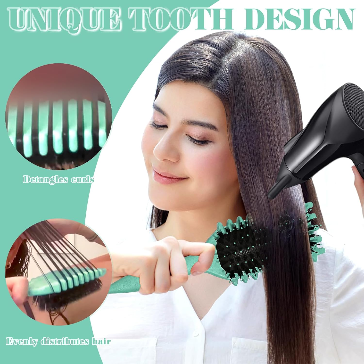 Curly Hair Brush, Curl Defining Brush, Shaping Curls Boar Bristle Styling Hairbrushes for Women and Men (Green) - Pink image number 5