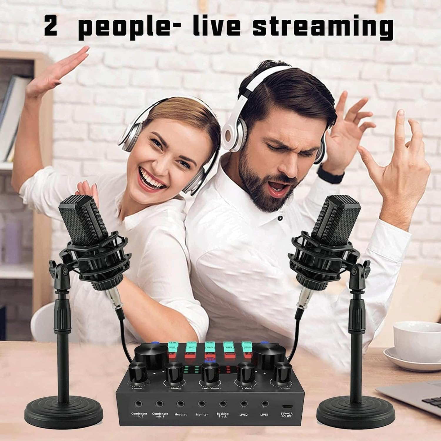 V8S Professional Audio Mixer,Sound Card Mixer,Portable Audio Mixer,Voice Changer Device for Singing/Pc Video Chat/Live Streaming/Broadcast/Karaoke image number 2