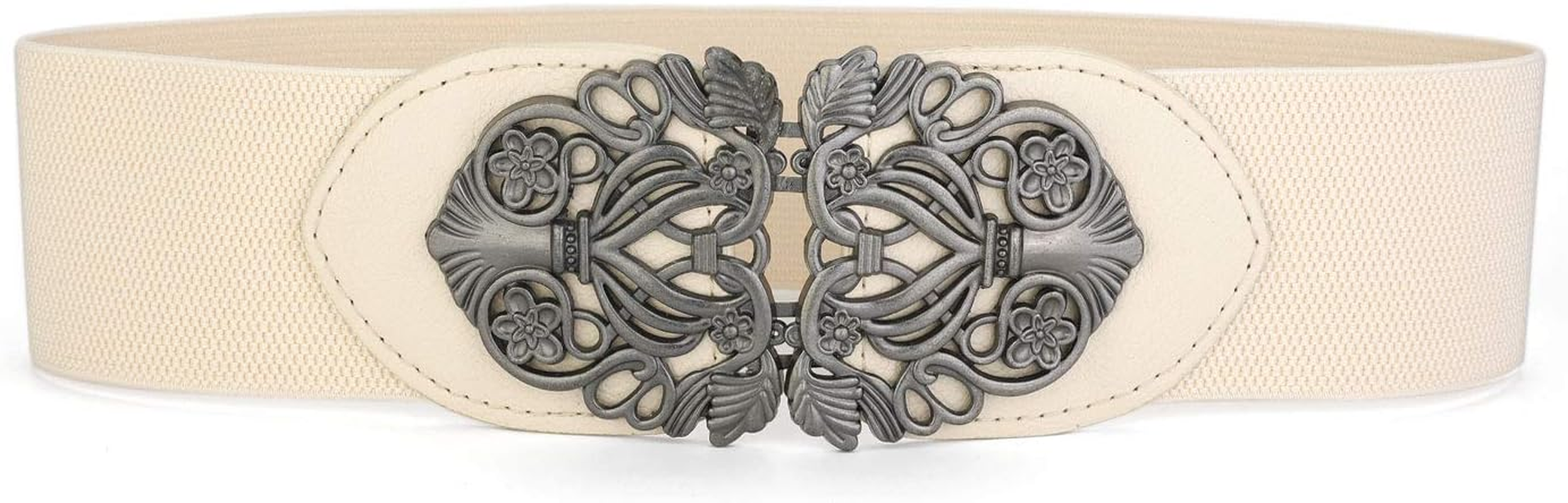 Uxcell Wide Elastic Vintage High Stretchy Retro Waist Belt with Buckle for Women