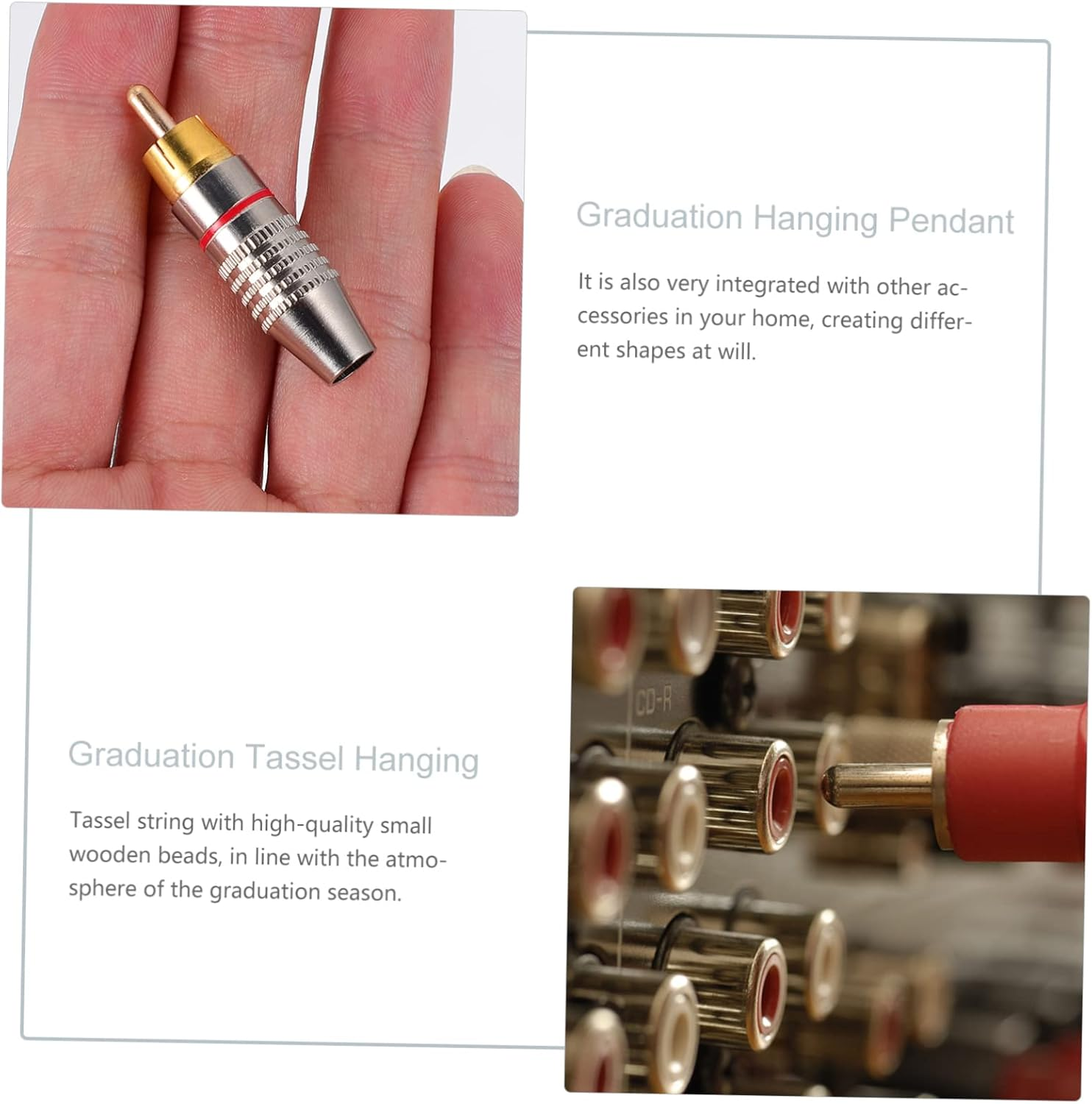 4Pcs Gold Plated Male Audio Connector Metal Speaker Plug Adapter for Home Theater and Professional Audio Systems with Rings image number 1