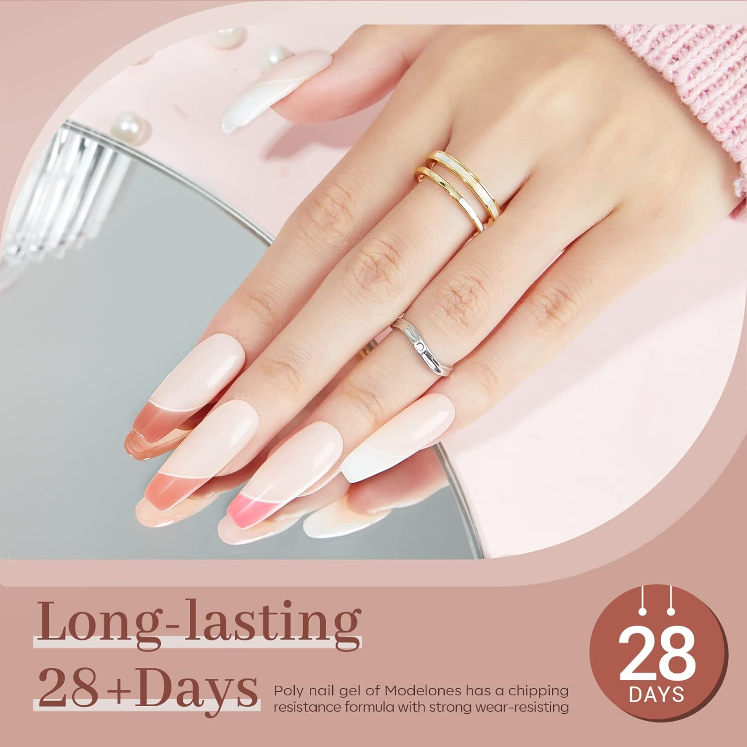 Modelones Poly Nail Gel Set, 6 Colors Nude Pink Brown Daily Collection Poly Extension Gel Set Builder Nail Gel French Manicure DIY Design Nail Art Home Salon Beauty Gift image number 4