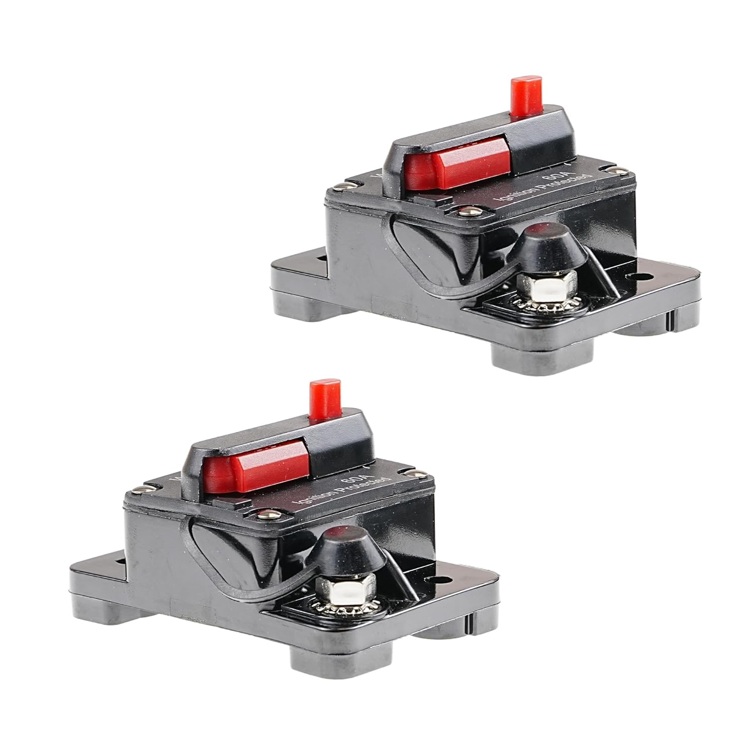 LEVANLIGHTING 2Pcs 60Amp Circuit Breaker DC 12V-48V with Inline Fuse Manual Reset Waterproof for Marine Boat Car Truck Solar Power Systems image number 5