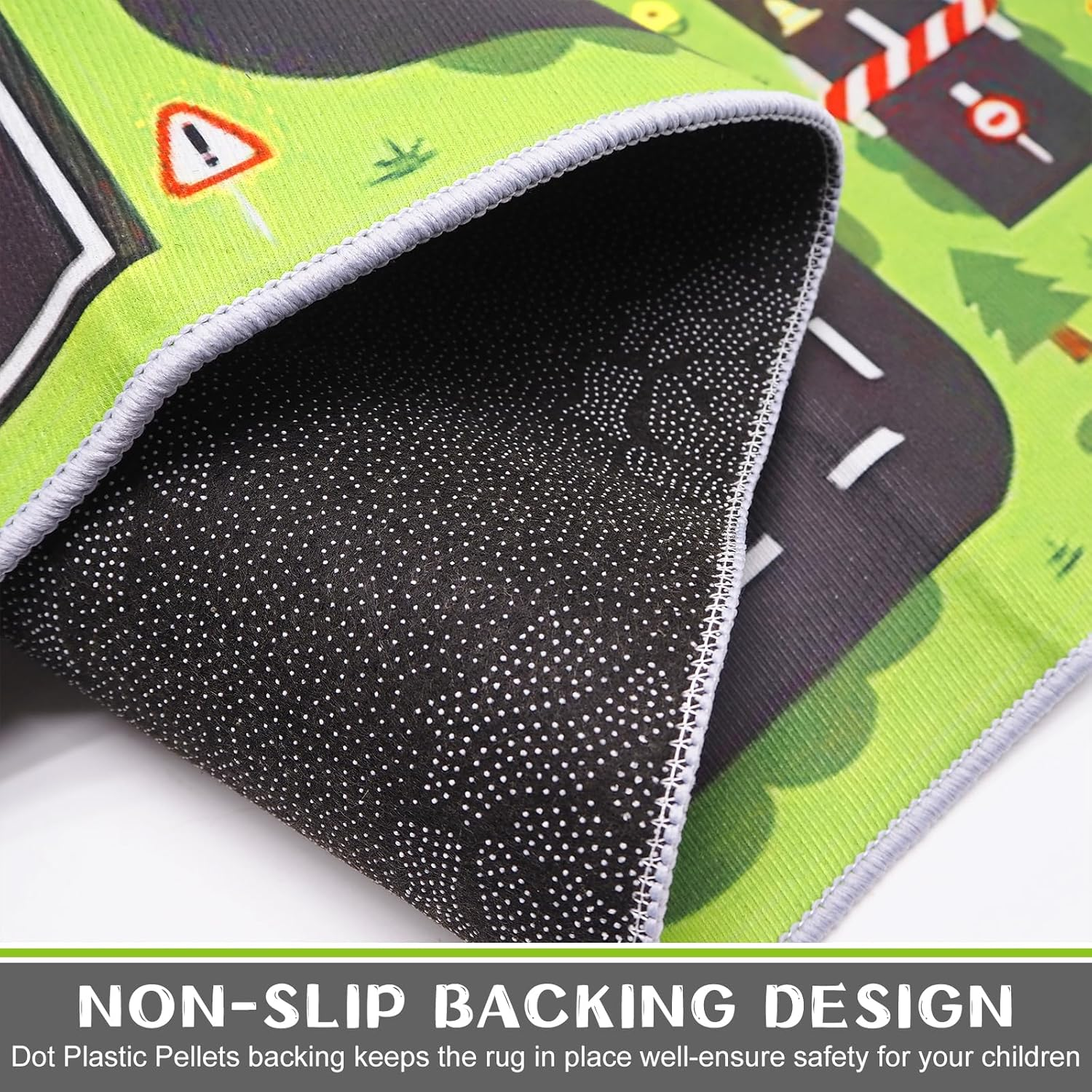 Kids Play Rug Carpet Town City Industrial Farm Road Car Mat 160X120Cm Kid Playmat Exercise Mat Learning Educational Area Rug for Children Boy Girl Kids Toddler Bedroom Playroom (Style F, 120X160Cm)