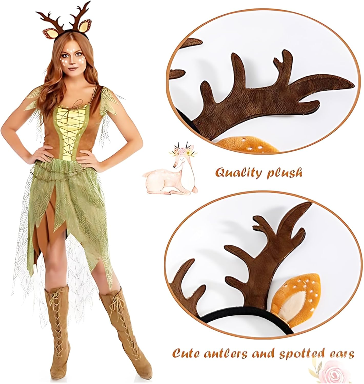 Itadaku 2 Pcs Christmas Reindeer Headbands for Women and Girls, Fun Holiday Party Hair Accessories for Christmas Celebrations image number 6