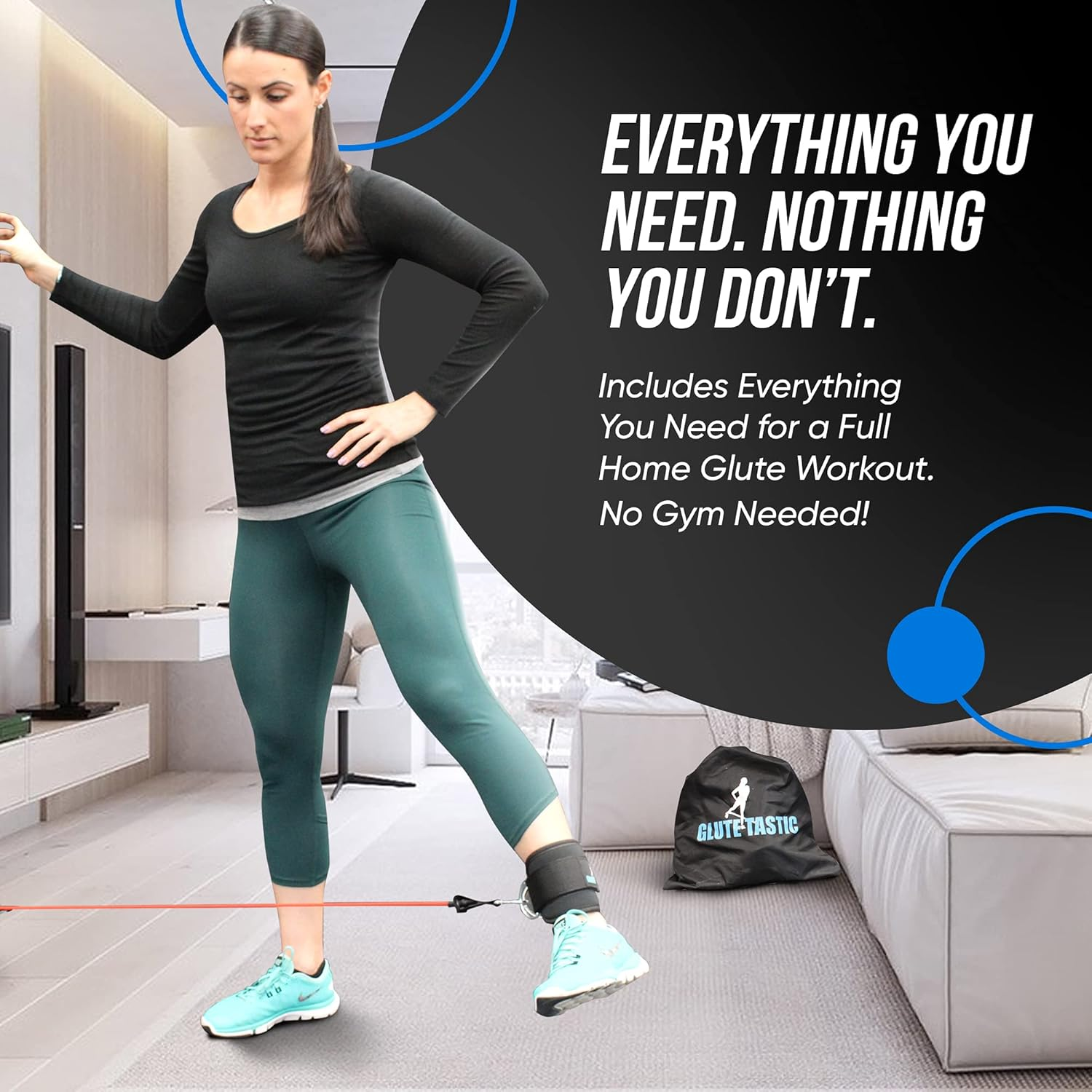 Core Prodigy Glute-Tastic - Ankle Kickback Strap with Resistance Bands for Butt & Hip Exercises image number 1