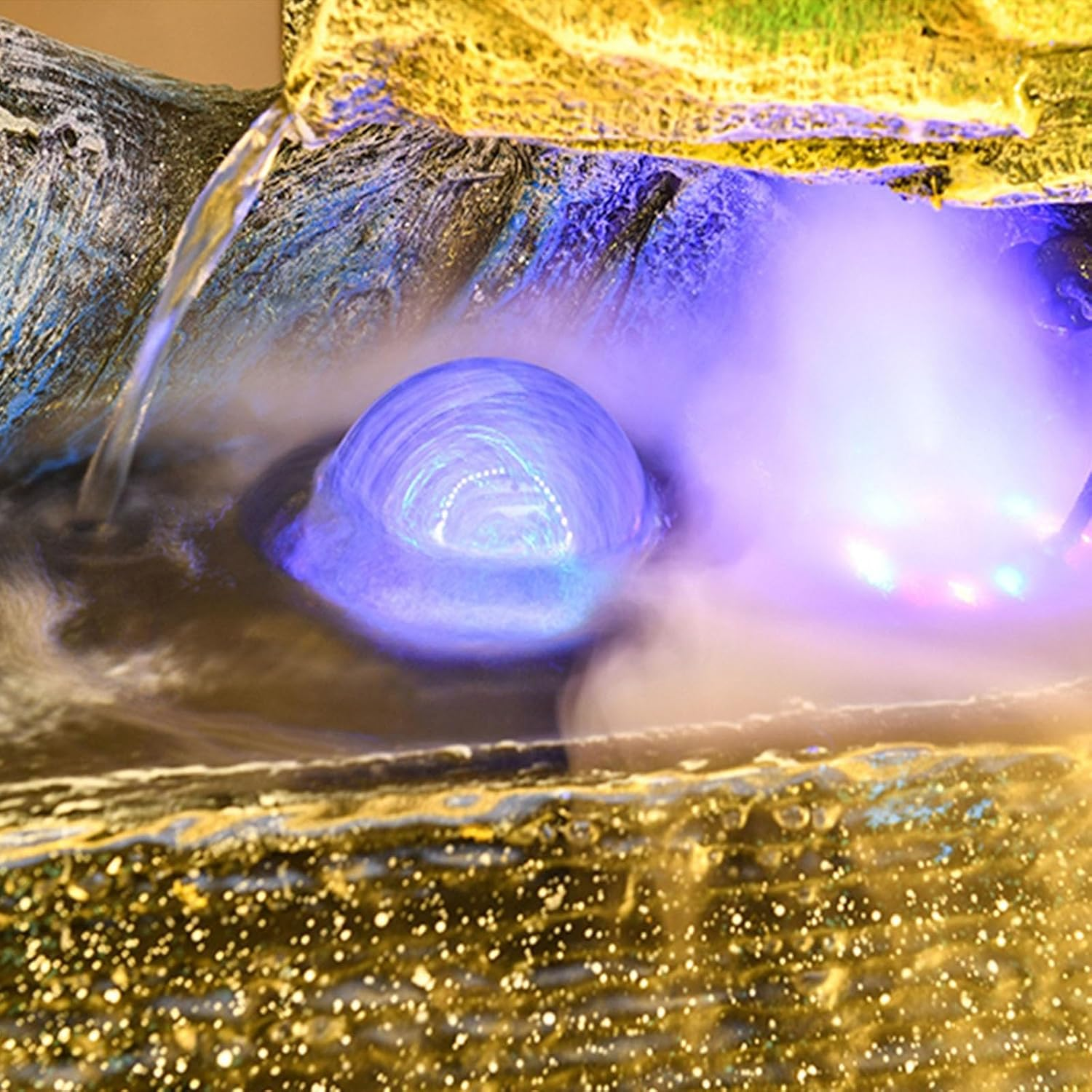 Outdoor Fountain Indoor Water Fountain for Home Decor, Meditation, and Relaxation - Resin with LED Lights and Soothing Sound for Office Living Room Craft Gift image number 6