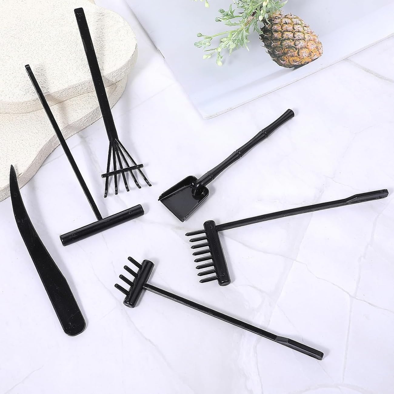 WADY 6-Piece Zen Garden Sand Rake Tools Set,Decorative Crafts Accessories for Sand Table & Meditation, Complete Zen Garden Kit with Rakes, Combs & Sculpting Tools (Black) image number 2