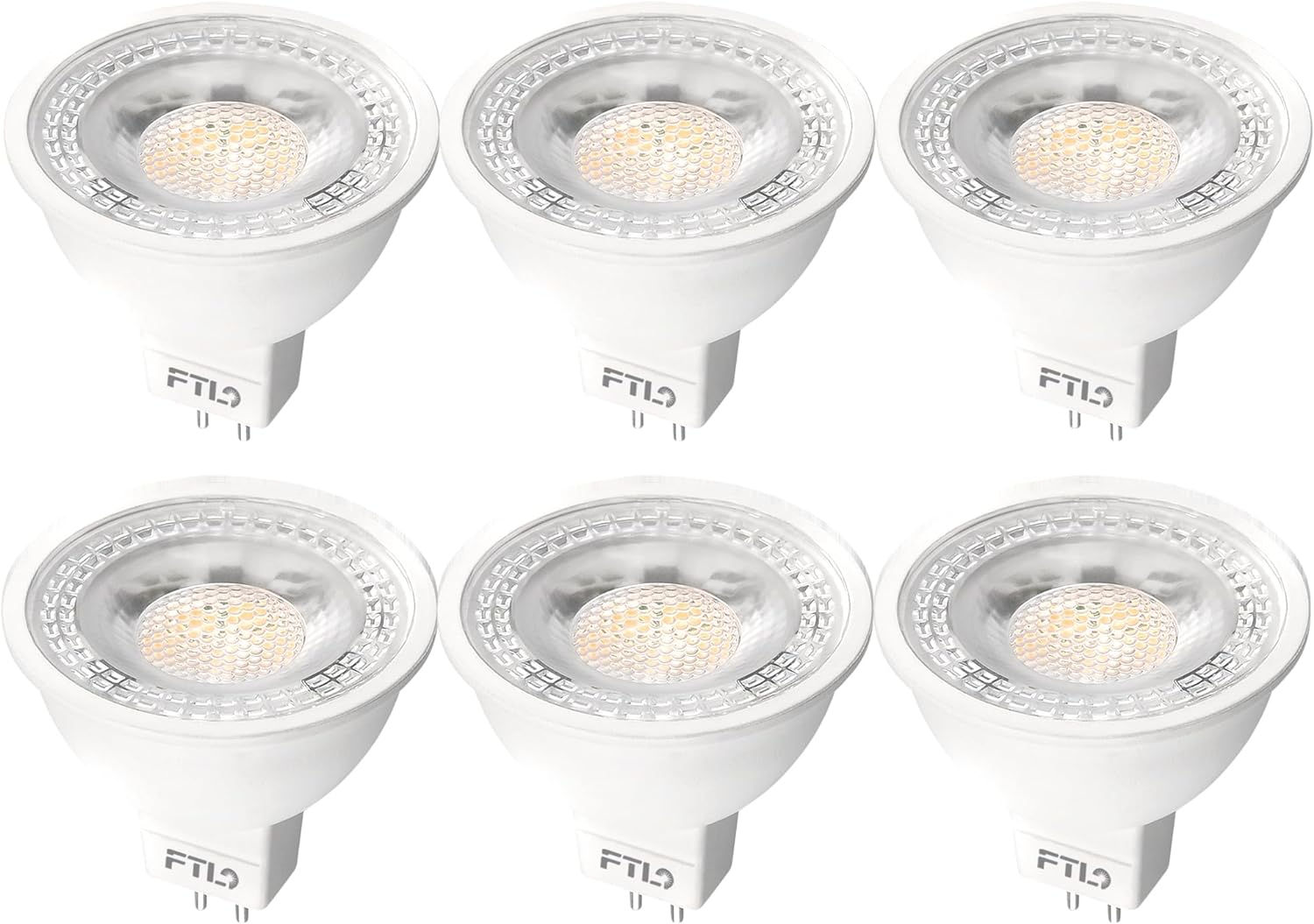 FTL MR16 LED Bulb 5000K Daylight White 12V 50W Equivalent Halogen Replacement GU5.3 Pin Base 5W 5000K Daylight White Non-Dimmable for Landscape and Track Lights,6-Pack image number 1