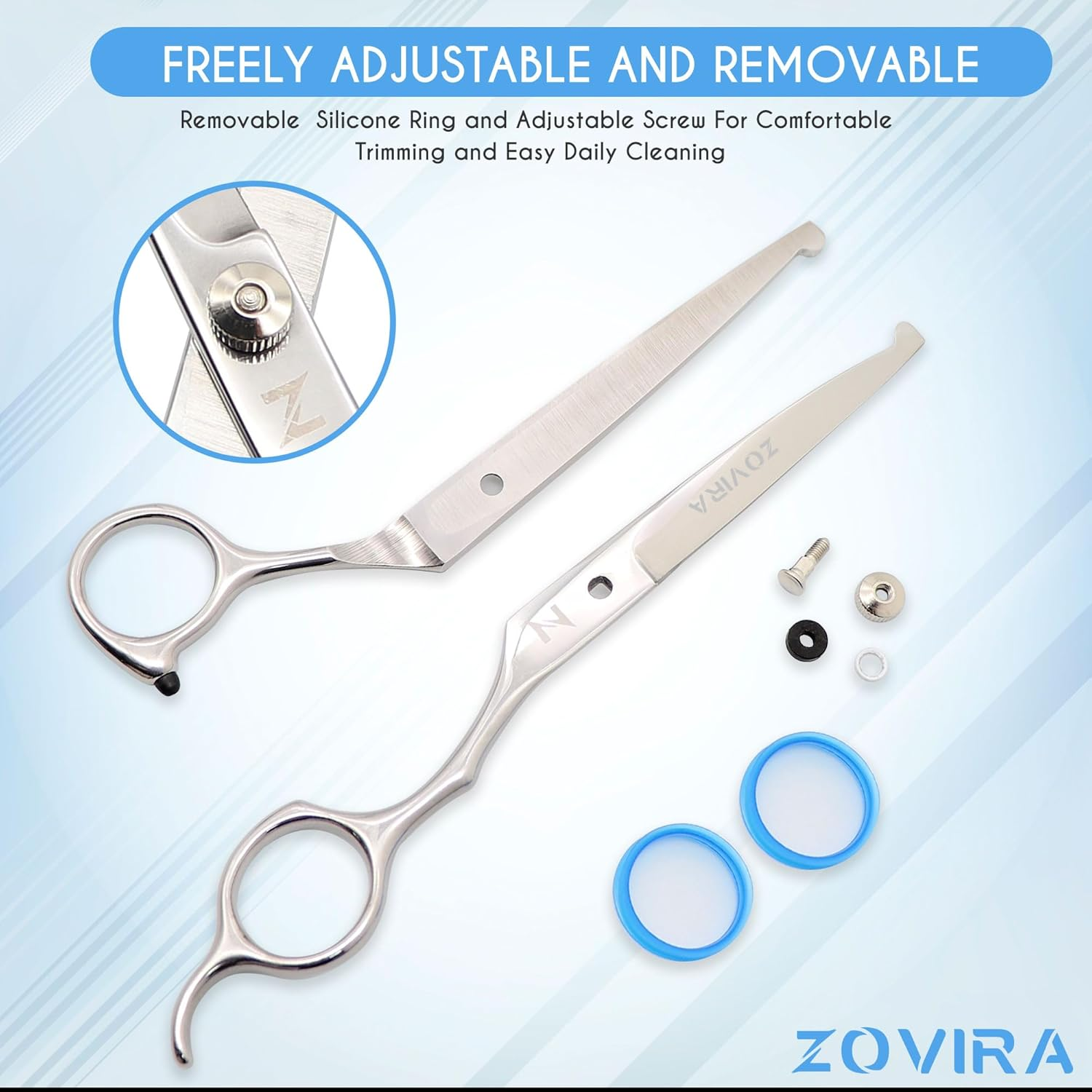 Zovira Dog Grooming Scissors, Pet Grooming Scissors, 6.5 Inch Stainless Steel, Professional Hair Cutting Scissors for Dogs and Cats (Animal Scissors Single) image number 3