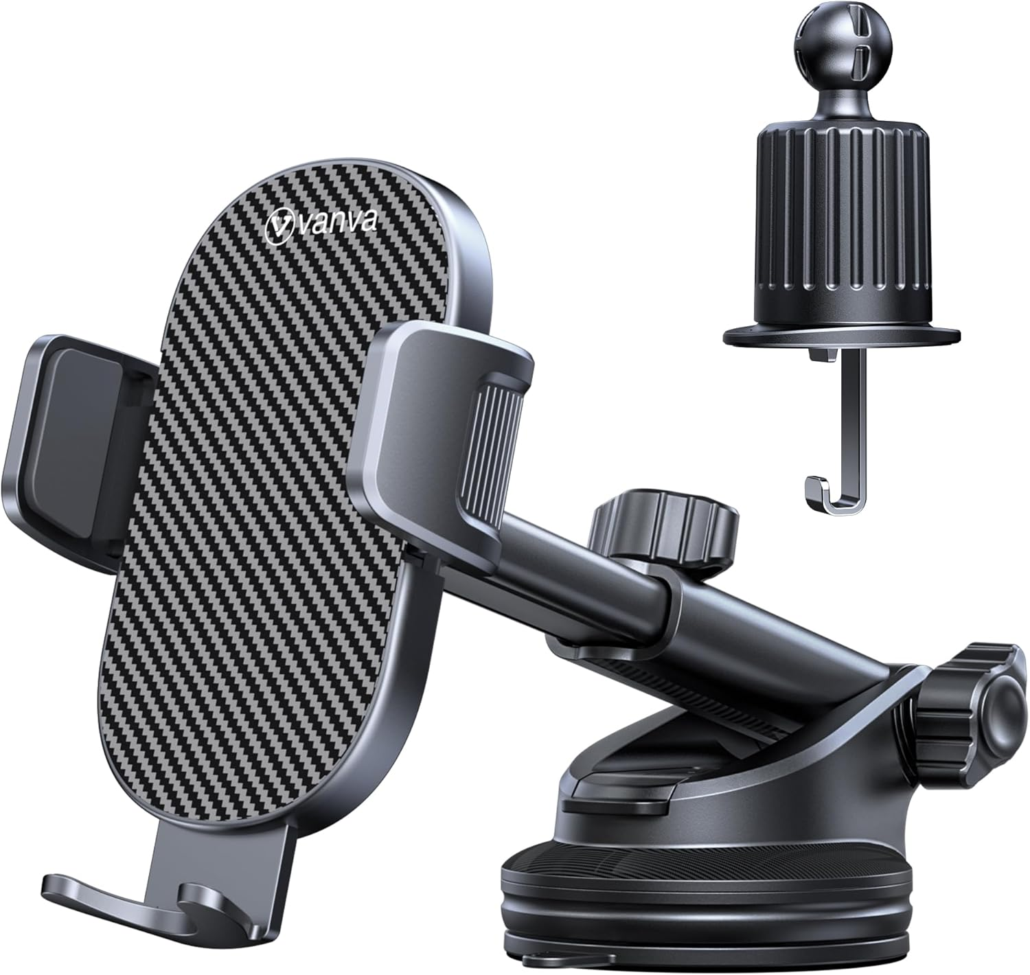 Vanva [ Military-Grade Protection ] Car Phone Mount, Phone Holder for Dashboard/Windshield/Air Vent, Easy Clamp Mount Compatible with Iphone 17 16 15 14 13 Pro Max (B1)