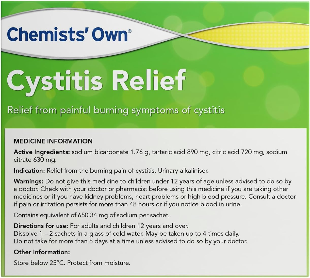 Chemists Own Cystitis Relief 28S Generic of Ural image number 1