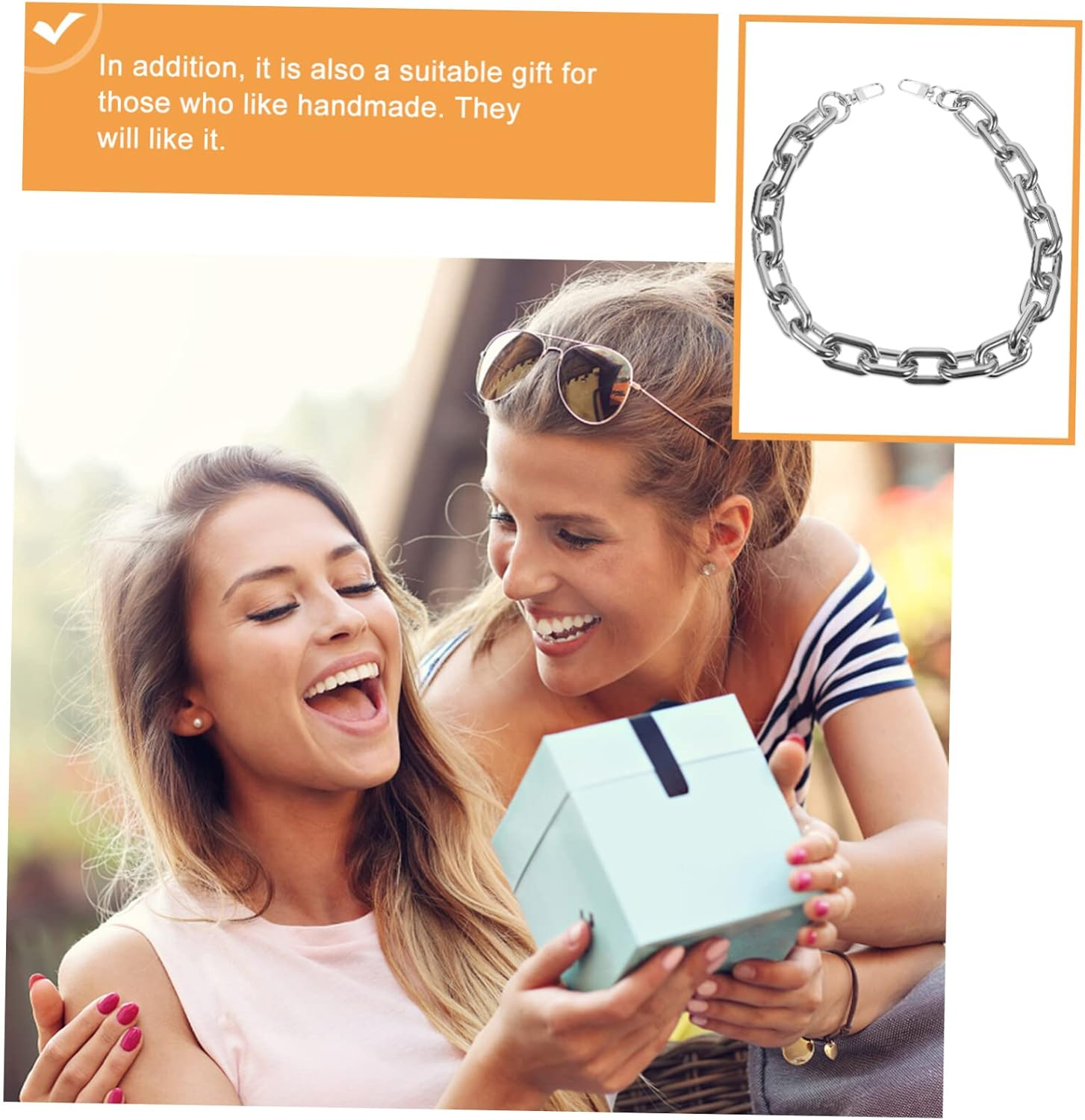 Abaodam Silver Bag Chain Strap Purse Chain Replacement Chunky DIY for Women Handbag image number 2