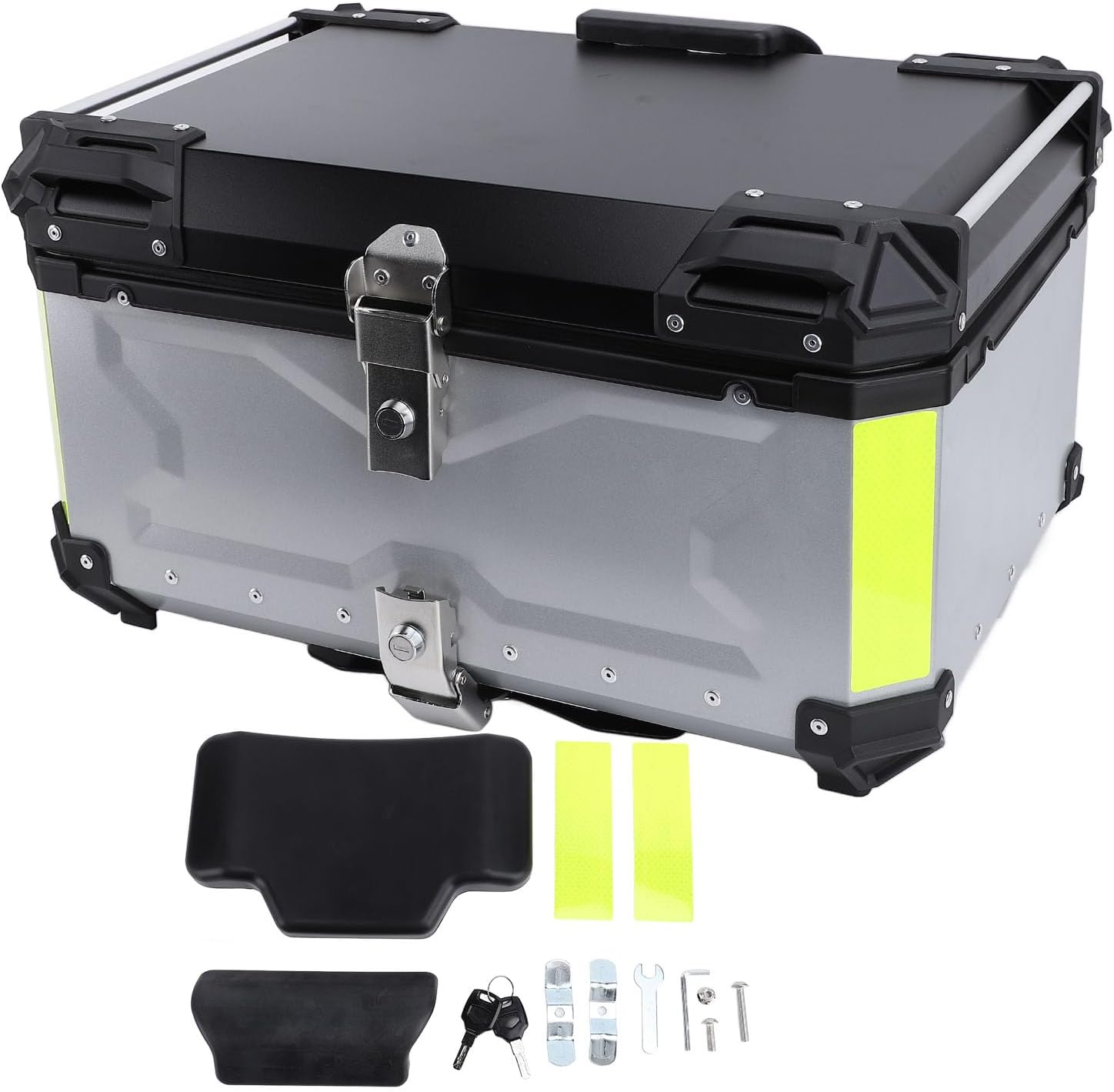 Jiawu 65L Aluminum Motorcycle Top Case, Waterproof Trunk with Security Lock, Tail Box for Helmet Luggage, Quick Release Base Plate, Compatible with Motorcycle & Scooter image number 3