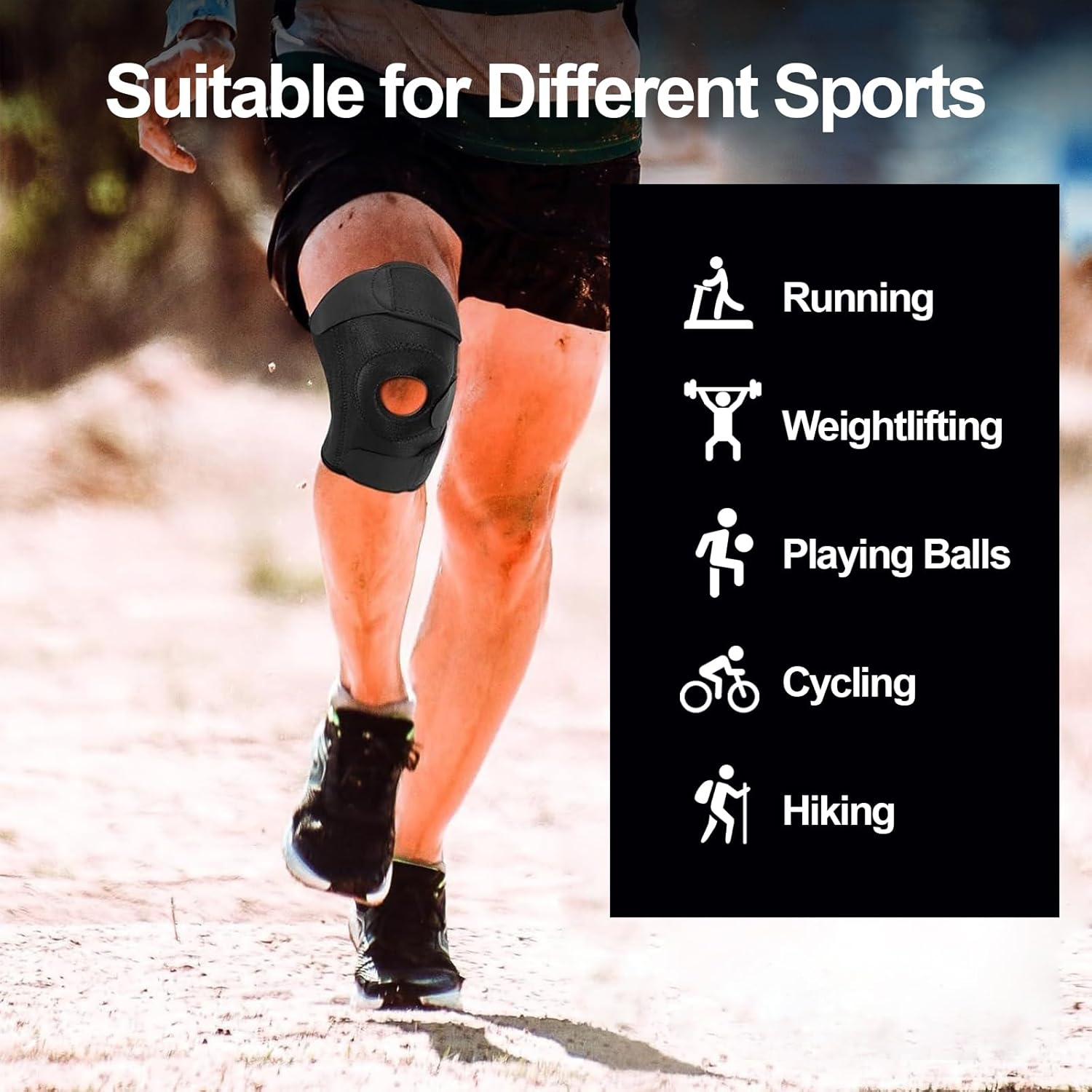 Knee Brace, Adjustable Compression Knee Sleeve with Open Patella Protect Pads for Men Women Sports Athlete Joint Support, Injury Recovery, Meniscus Tear, Pain Relief image number 6