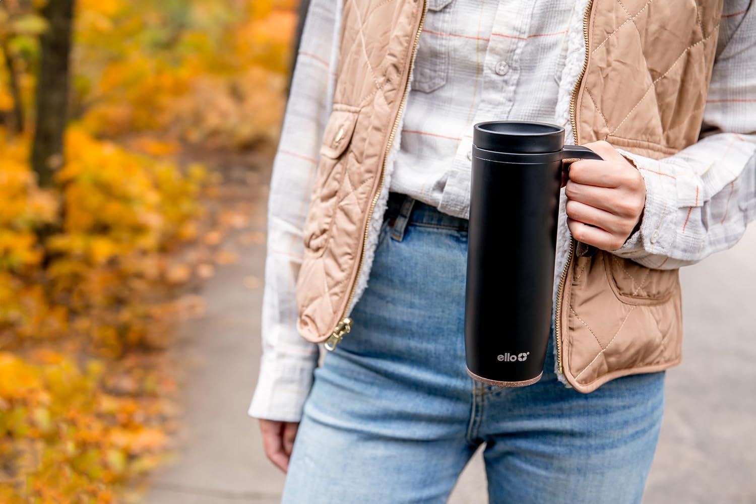 Ello Magnet 18Oz Vacuum Insulated Stainless Steel Travel Mug with Side Handle and Leak-Proof Slider Lid and Built-In Coaster, Keeps Hot for 5 Hours, Perfect for Coffee or Tea, Bpa-Free image number 1