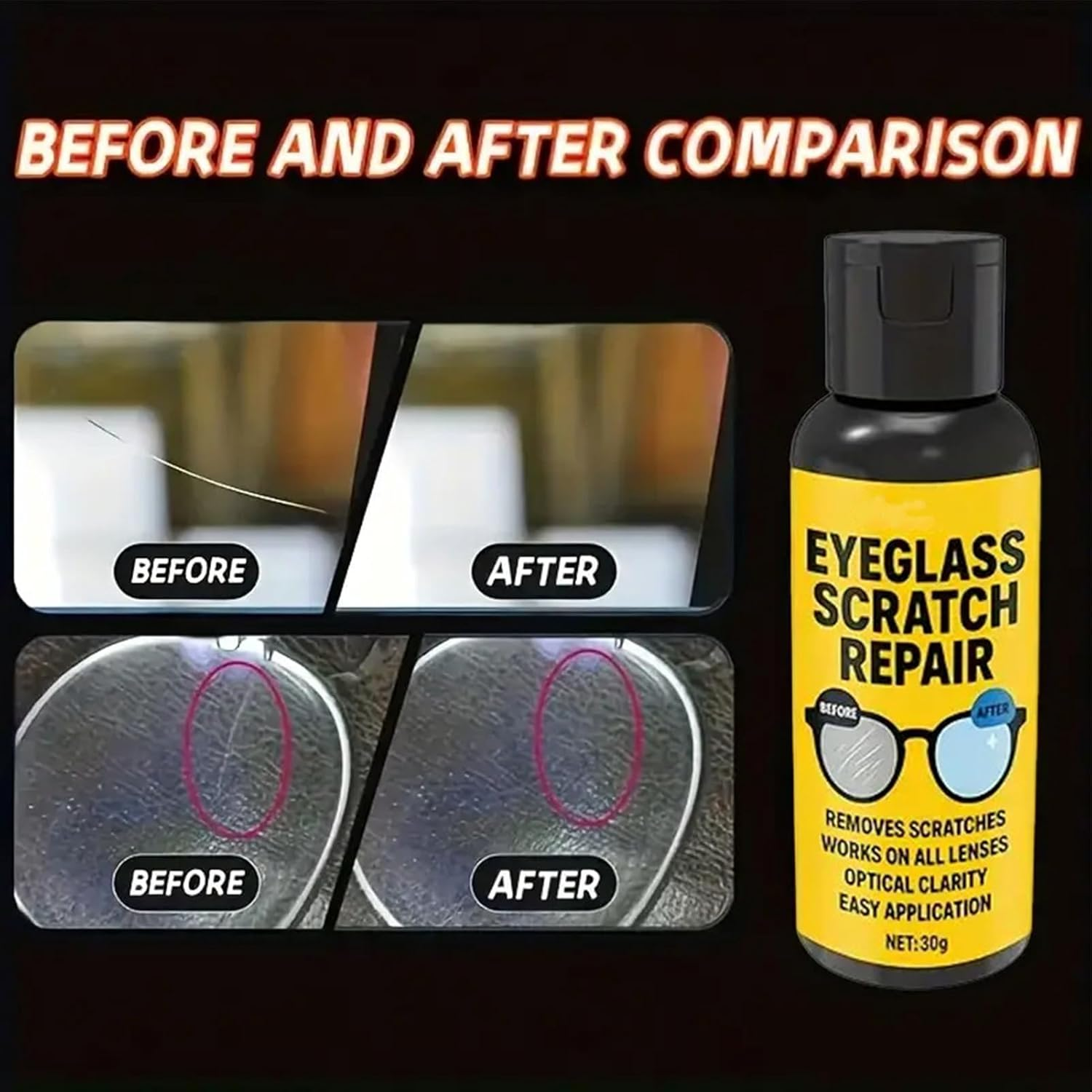 Eyeglass Lens Scratch Repair Kit, Professional Eyeglass Scratch Remover with Sponge, Lens Cleaning Tool for Sunglasses Camera Table Screen Car Watch Mirror Window image number 4