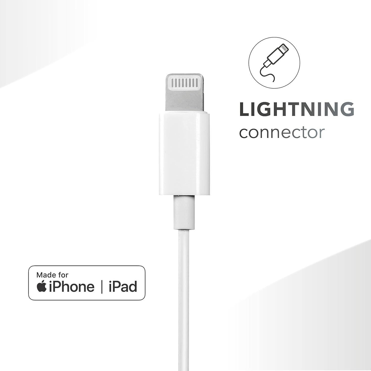 Music Sound Ergonomic Wired Capsule Headphones with Lightning MFI Connection - White image number 1