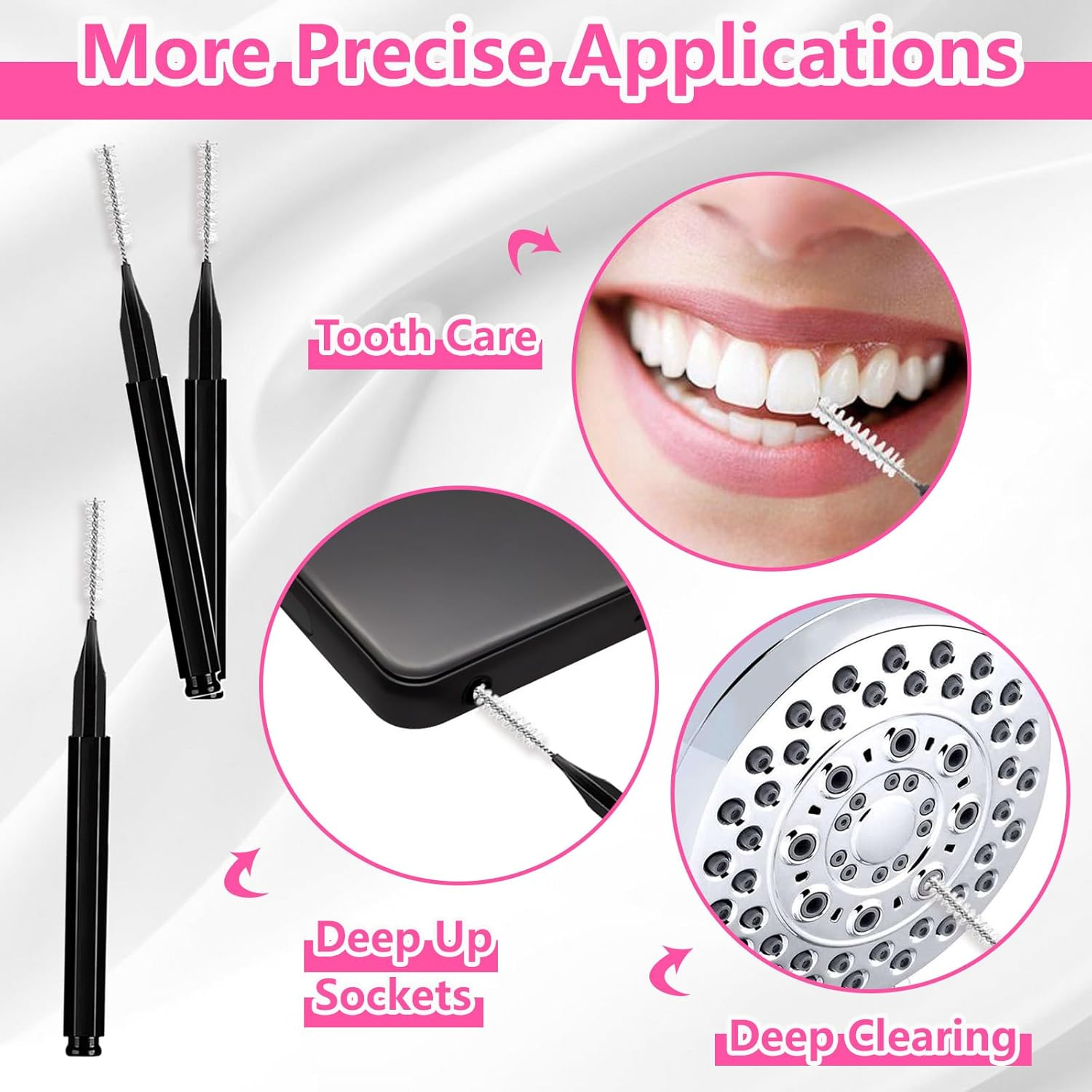 Micro Eyebrow Brush Set with Cap 50Pcs Eyelash Spoolies Comb Brow Lamination Brush Mini Spoolie for Eyelash Extensions Lash Lift Tools - Pink image number 4