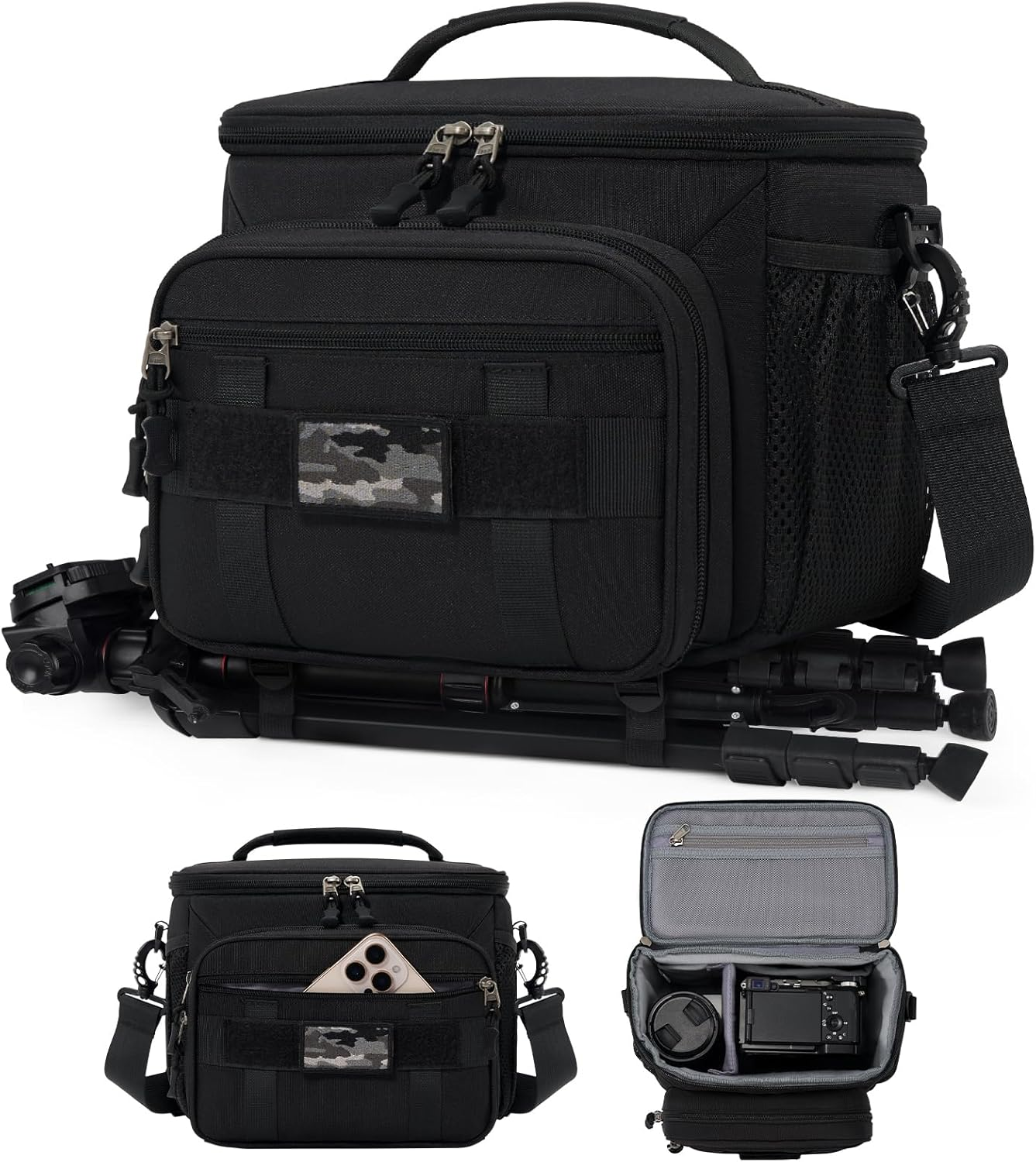 Camera Bag SLR/DSLR Camera Case Professional Shoulder Camera Bags for Canon Sony Nikon Mirrorless Cameras and Lenses Crossbody Camera Bag, Black, M, Professional image number 2