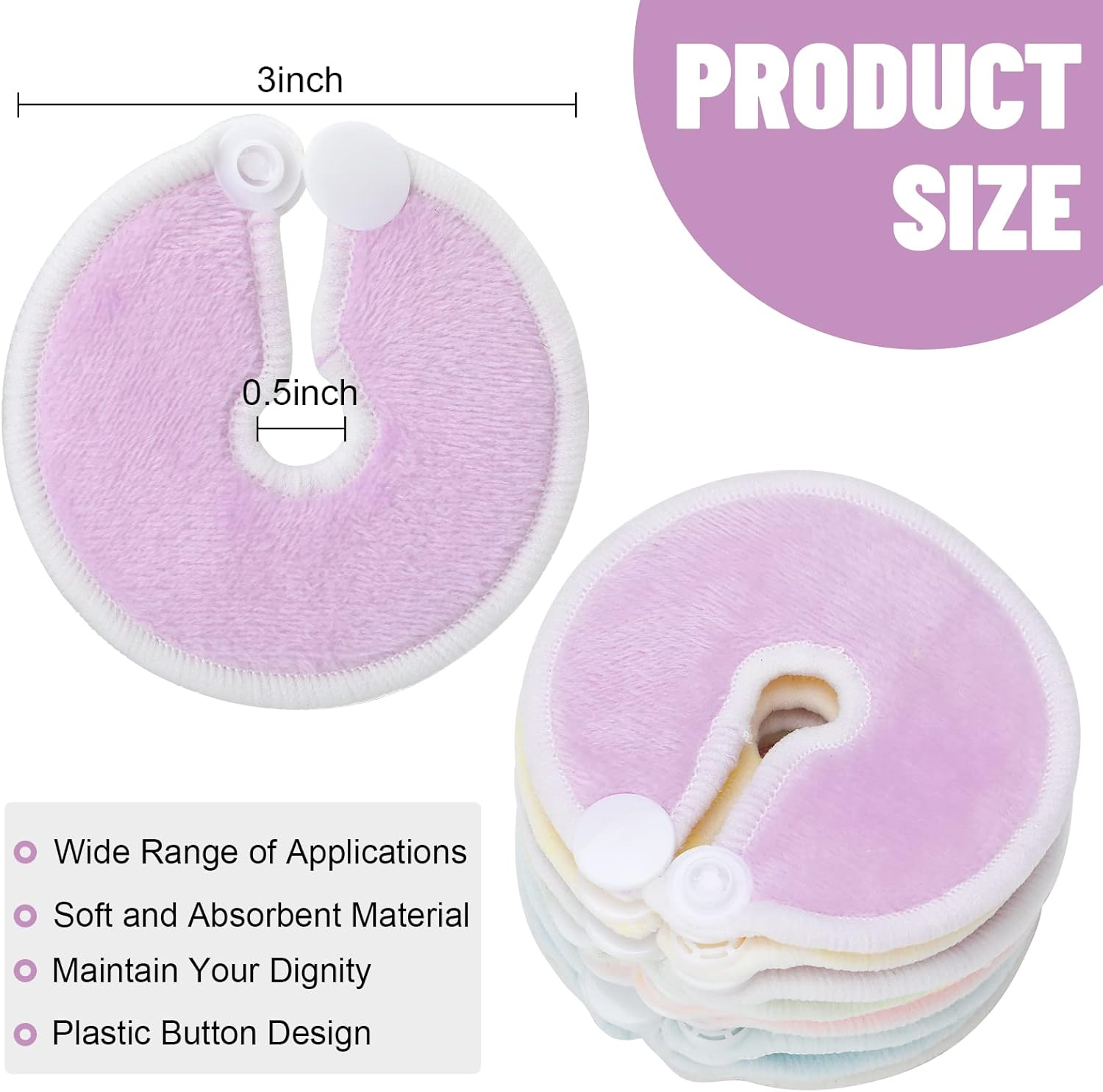 Estune 56 Packs Gtube Button Covers Feeding Tube Supplies Soft Feeding Tube Holder Peg Tube Supplies Absorbent Gtube Pads Holder G Tube Button Pads Cotton Pads for Nursing Care image number 1