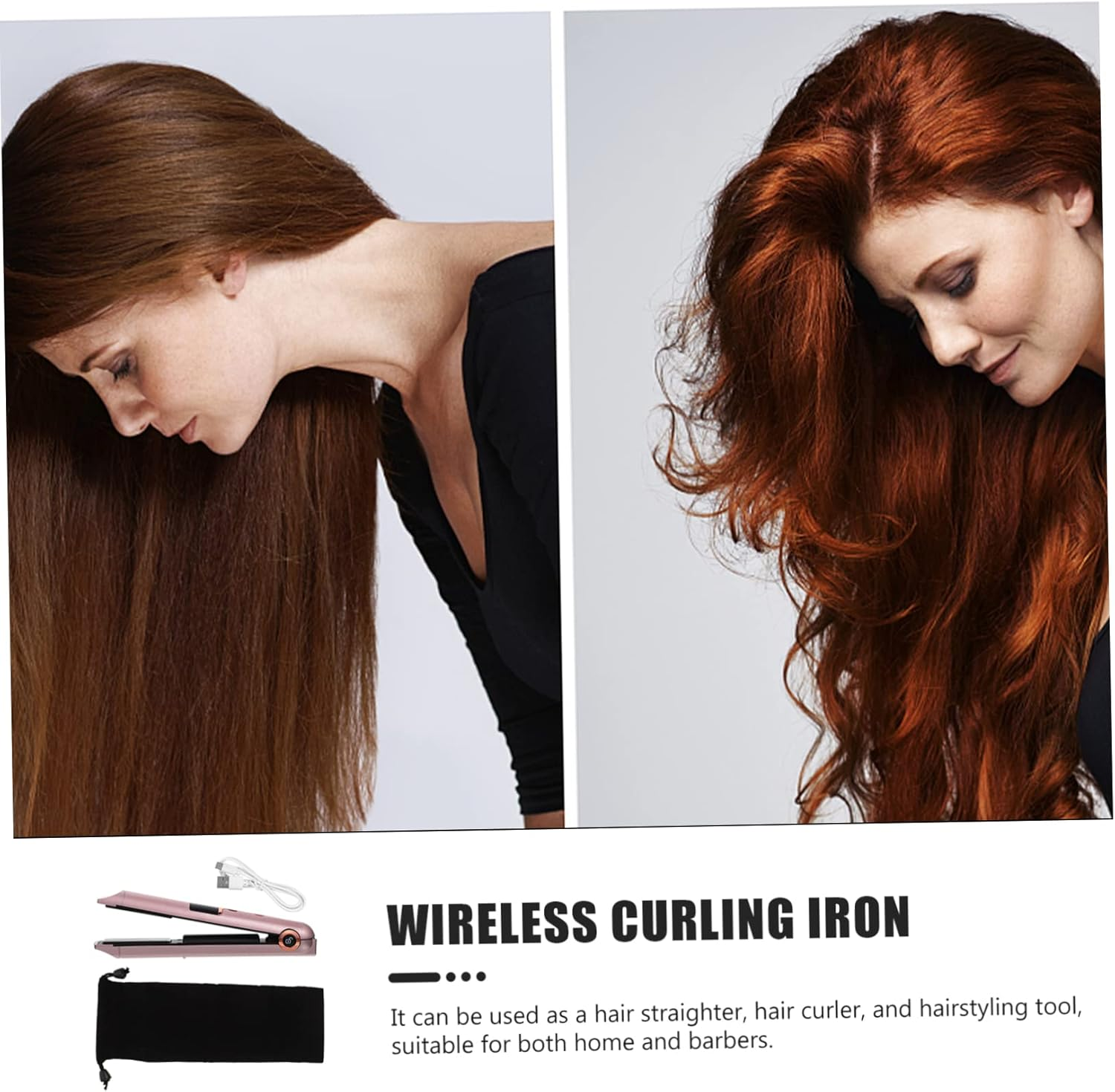 Gatuida Travel-Sized Hair Straightener Curling Iron Styling Wand Ergonomic Design Portable Heat Settings