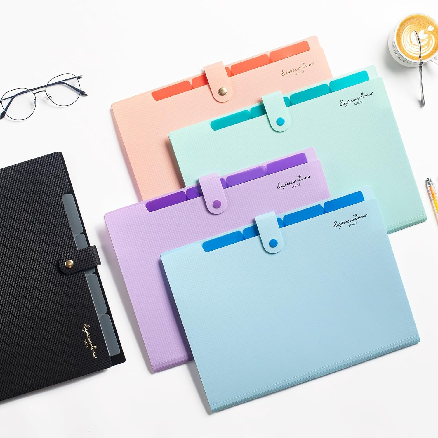 Sooez Expanding File Folder, Letter Size Accordion File Organizer, 5 Pocket Folders for Documents, Cute Folder with Labels, Portable Paper Organizer for School Office Supplies, A4 Size, Purple image number 6