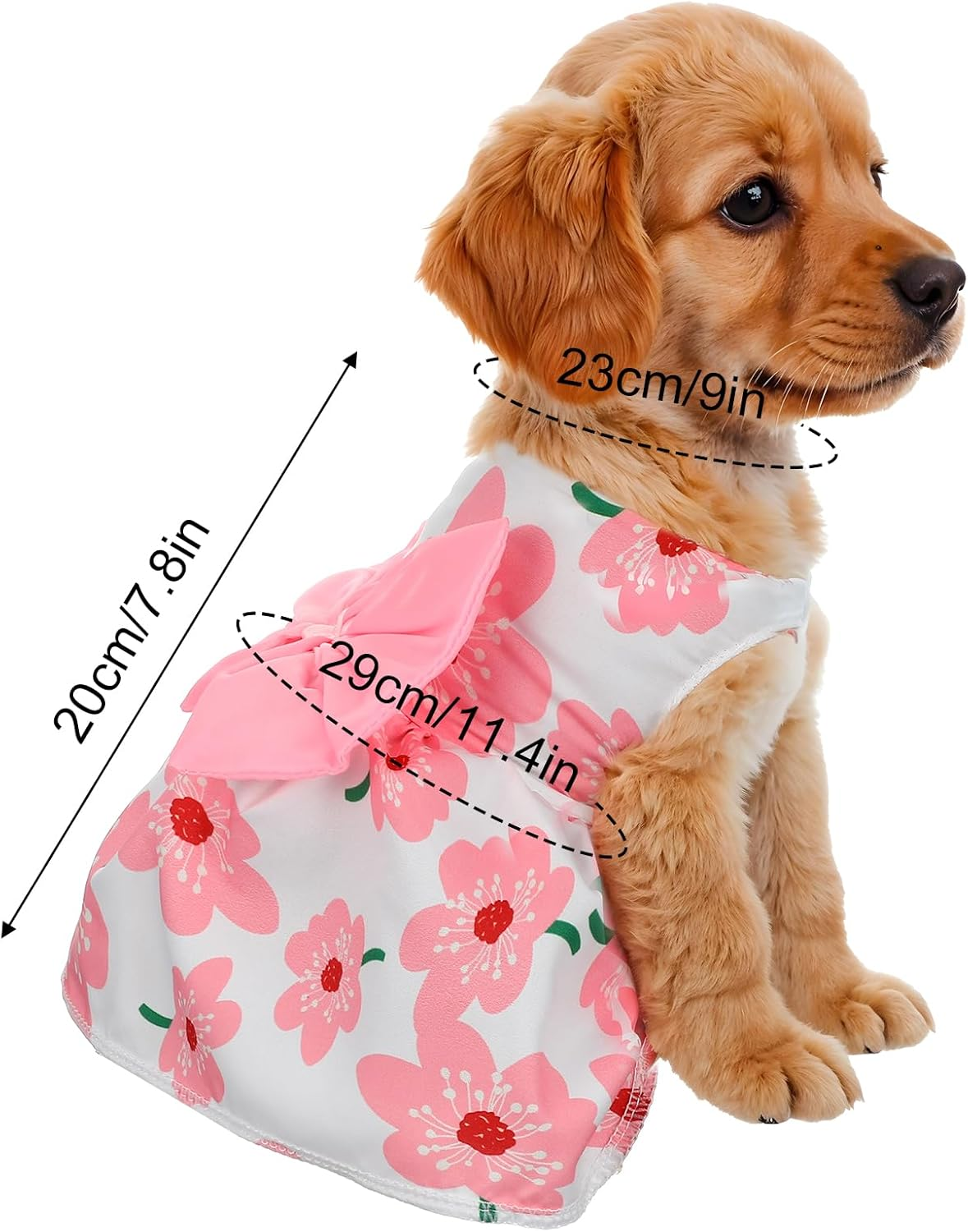 Telooco 2 Pcs Puppy Clothes for Small Dogs Girl Summer Bow Clothes for Dogs Printed Strawberry Small Dog Dresses for Chihuahua, Yorkshire Terrier Puppy and Kittens(Pink, Red) image number 5