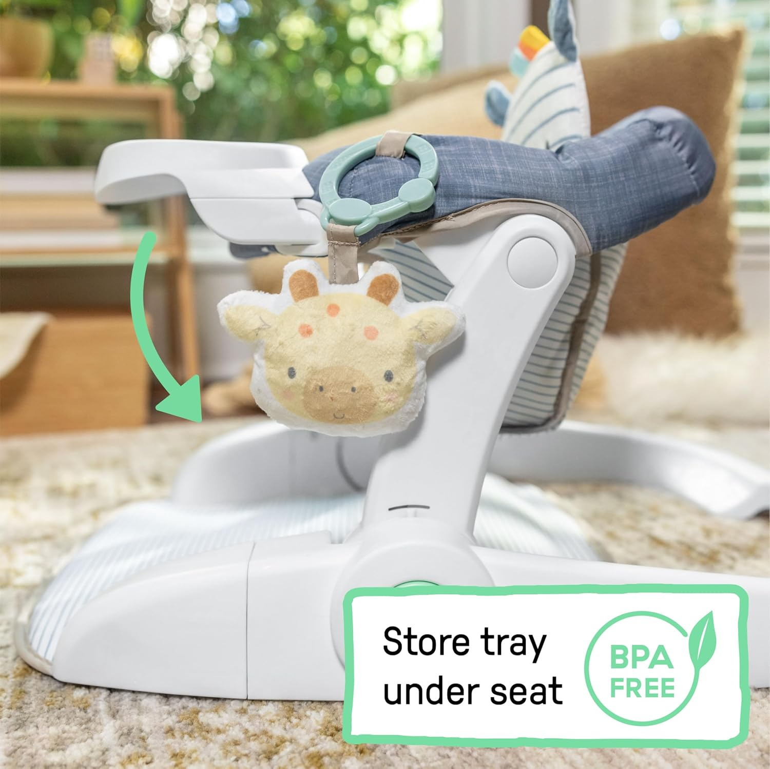 Ingenuity Prop Spot Baby Seat with Removable Tray, 2 Linkable Toys, Prone Mat, Gender Neutral, 4-12 Months image number 4