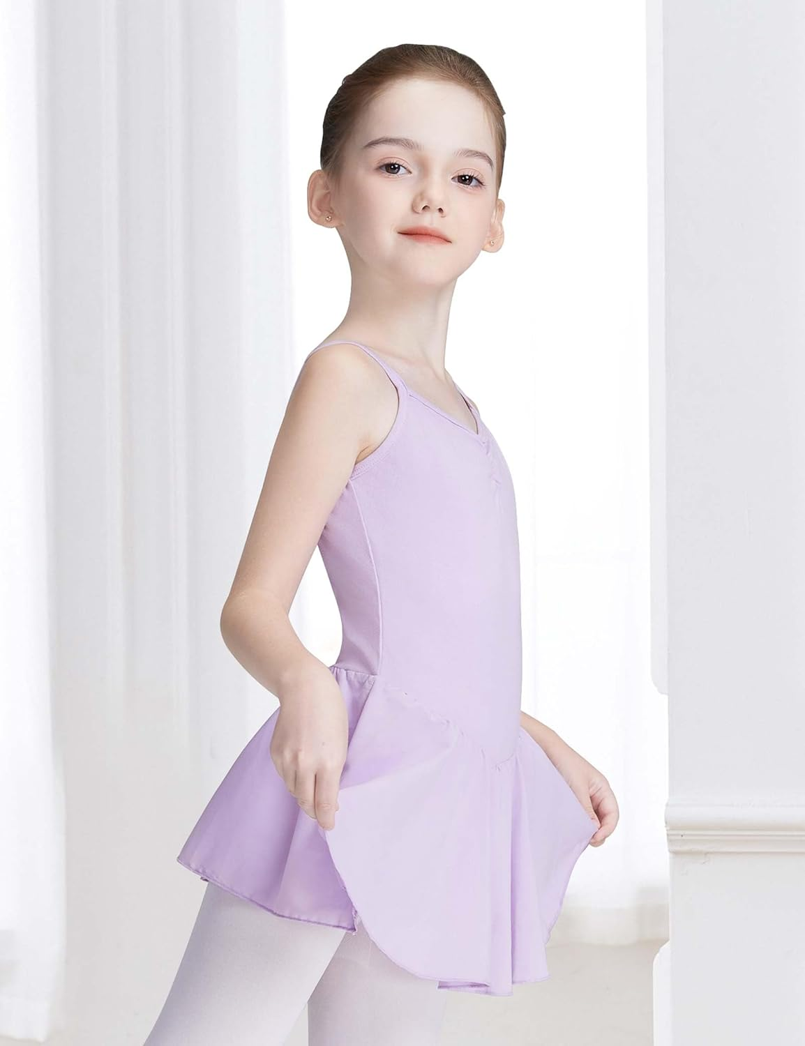 Daydance Lined Toddler, Kids, Girls Ballet Leotards with Skirt, Camisole Straps Dance Wear for Training, Practice, Recitals image number 1