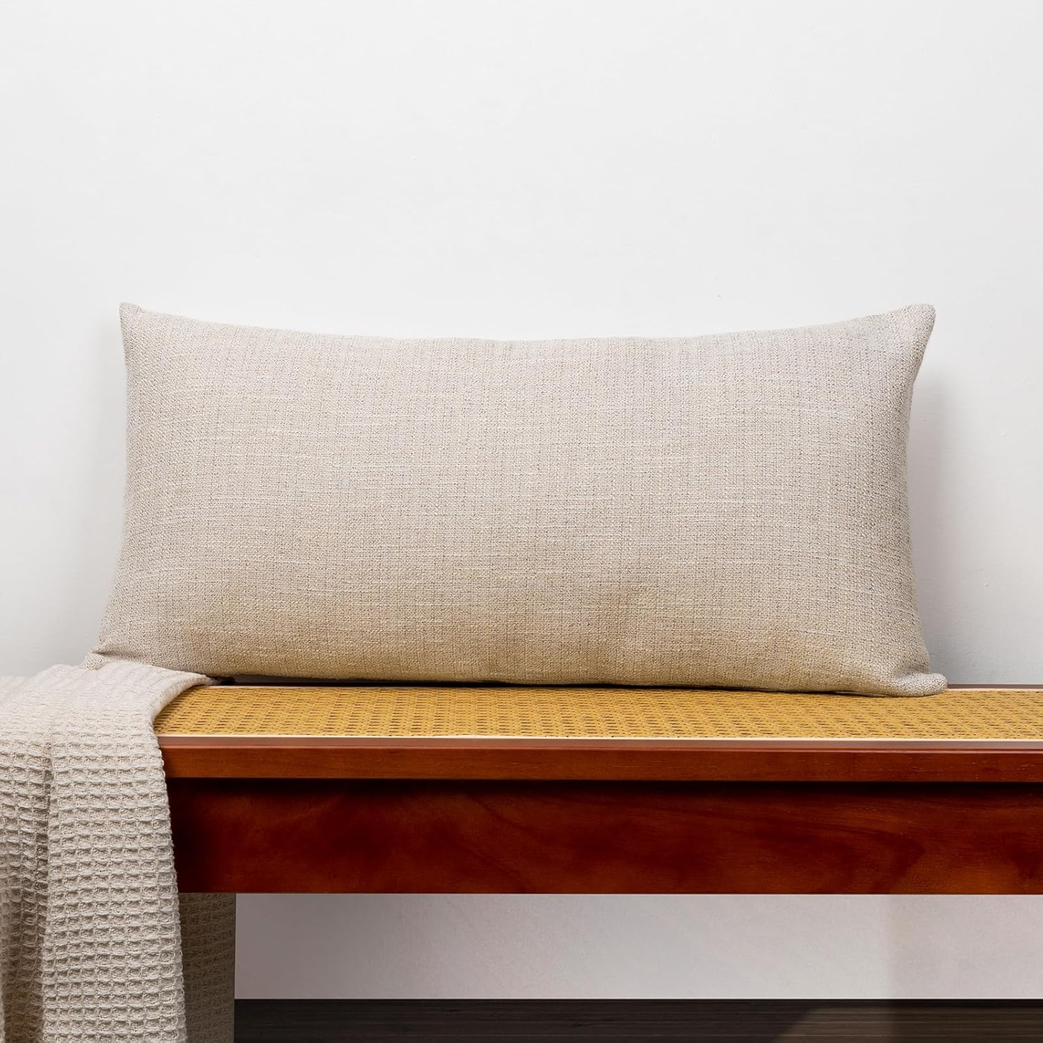 Joralion Natural Cotton Linen Throw Pillow Cover 12X24 Inch, Oatmeal Decorative Accent Pillowcase Farmhouse Cushion Case Home Decor for Couch Sofa Bed Living Room, Pack of 1 (Cover Only)