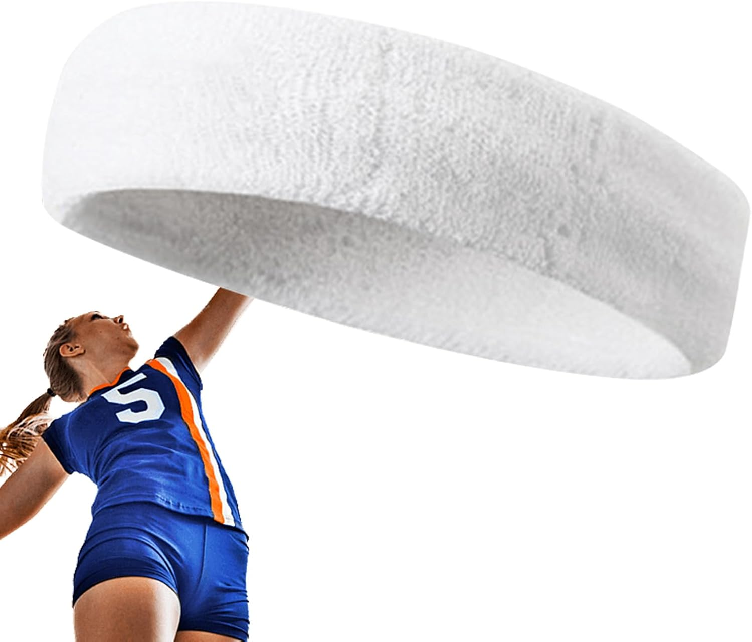 Sports Headband Women Men Sweatbands Head Forehead Terry Cloth Headband Sports Headbands Moisture Wicking Athletic Cotton Terry Sweatband Sweat-Absorbing Headband - Black image number 7