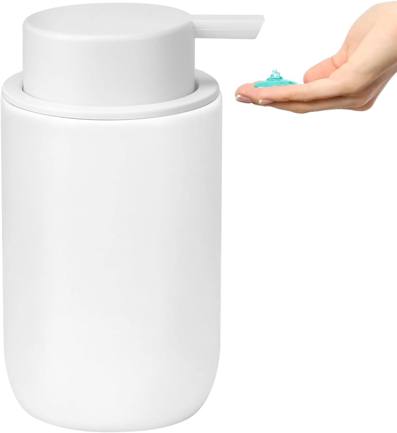 Soap Liquid Dispenser Ceramic with Easy-To-Press Pump Hand Liquid Dispenser (Can'T Foam) for Shampoo Bathroom Countertop 13.5 Oz - Foam-Retro-Silverwhite image number 7