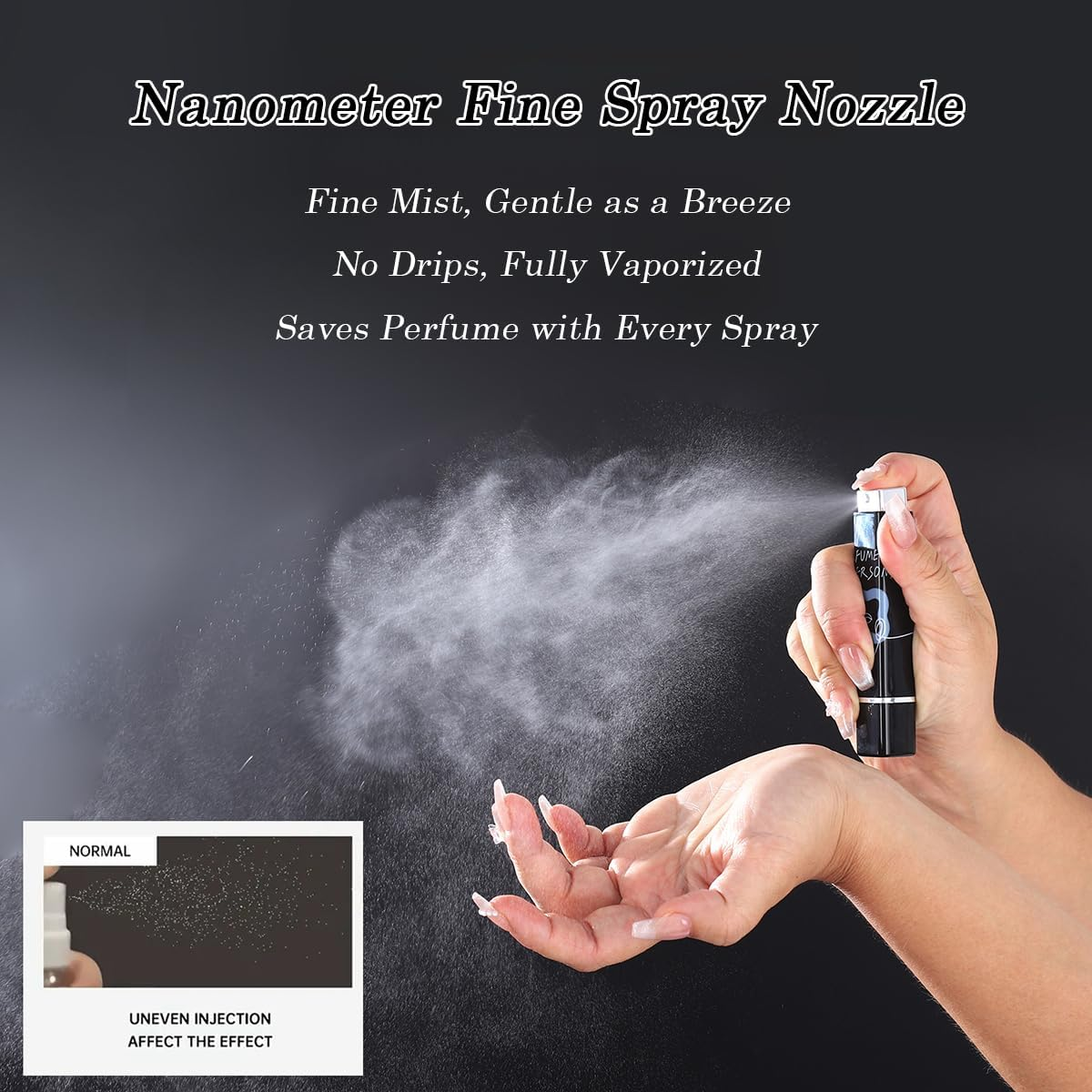 2Pcs Refillable Perfume Atomiser, Travel Spray Bottle Leak Proof, 5Ml Mini Portable Perfume Dispenser for Purse & TSA Carry On, Fine Mist Perfume Bottle Refillable for Women & Men(Black&Blue)