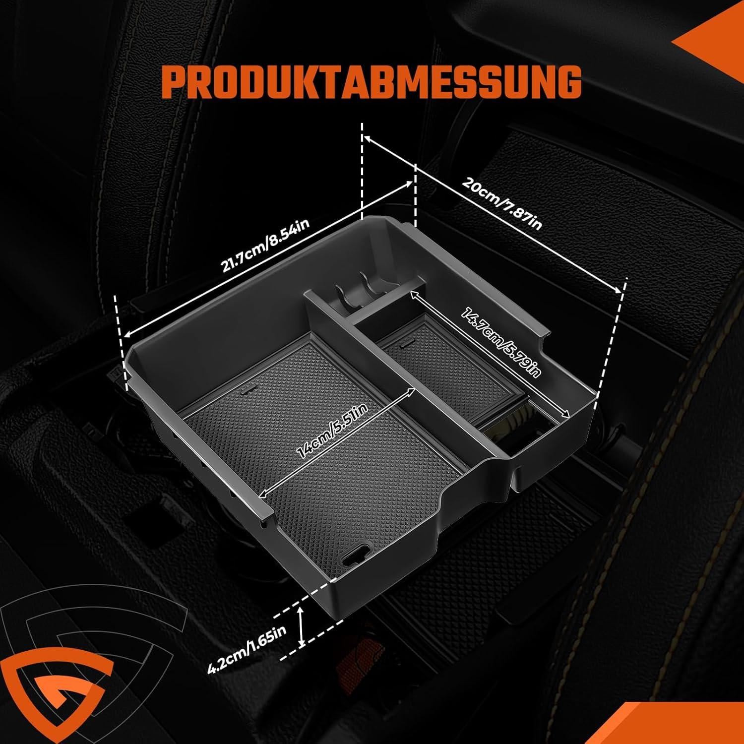 Centre Console Storage Box Compatible with Ford Ranger T9 2023 2024 Raptor Wildtrak XLT Armrest Organiser Tray Glove Box Ranger 2023 Accessories (Electronic Brake) image number 2