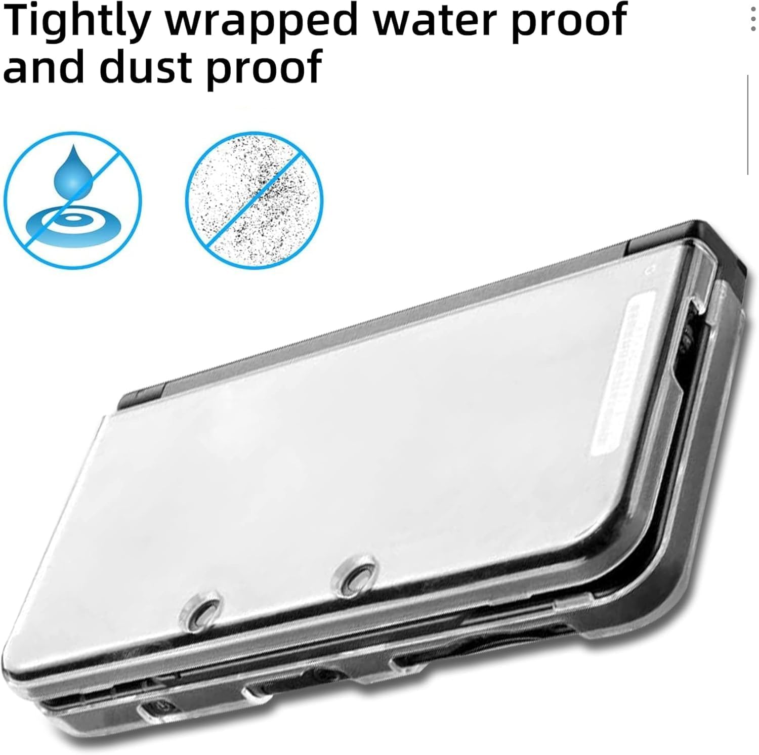 Hard Case Compatible with New Nintendo 3DS XL LL 2015 with 2 Packs Screen Protector,Ultra Clear Crystal Transparent Hard Case,Tempered Glass for Top Screen and HD Clear Crystal PET Film