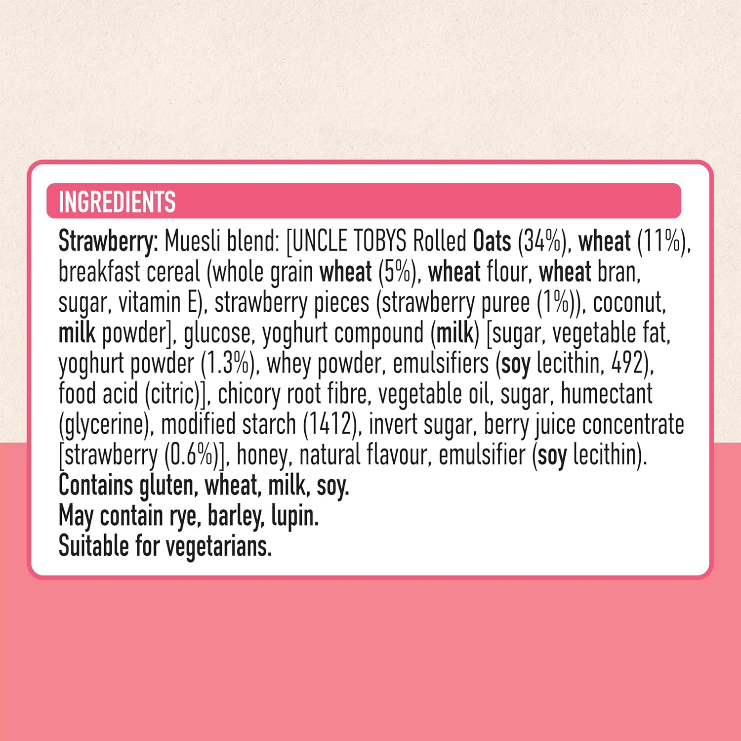 Uncle Tobys Strawberry Yoghurt Muesli Cereal 15 Bars (75 Count, Pack of 5) image number 4