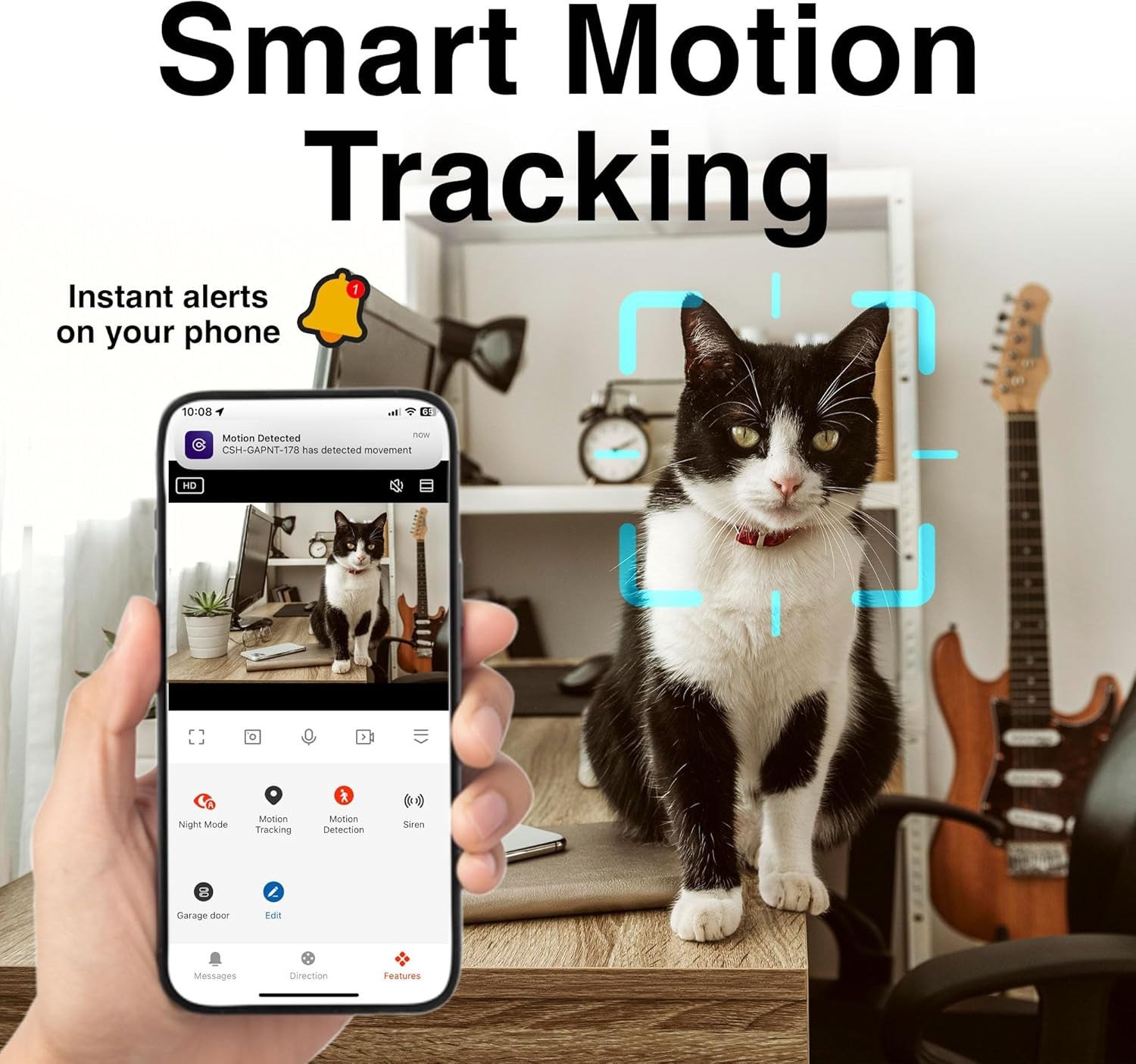 Connect Smarthome 2K Pan Tilt Wi-Fi Camera &ndash; Indoor Surveillance with Motion Tracking, Night Vision, 2-Way Audio, App Alerts, Microsd Storage, Alexa & Google Compatible image number 5