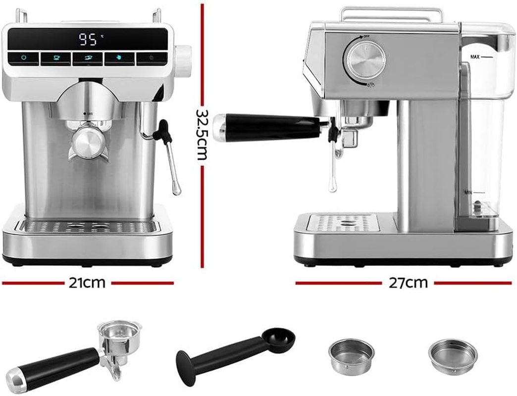 Devanti 20 Bar Coffee Machine Espresso Maker Milk Frother Cappuccino Latte Cafe image number 1