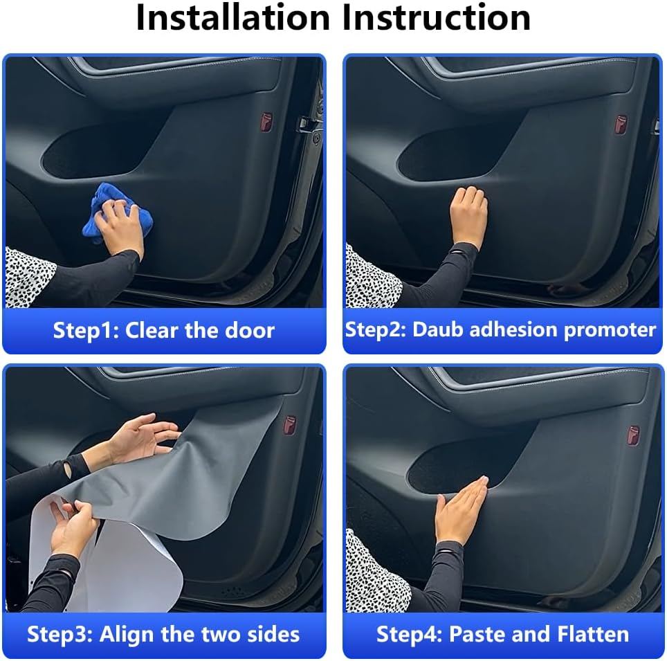 LUNQIN Car Door anti Kick Pad for Toyota Camry 2018 2019 2020 2021 2022 2023 2024 Hybrid Accessories Carbon Fibre Style Leather Sticker Door Sill Protector Cover Edge Guard Side Mat Interior Dirty image number 5